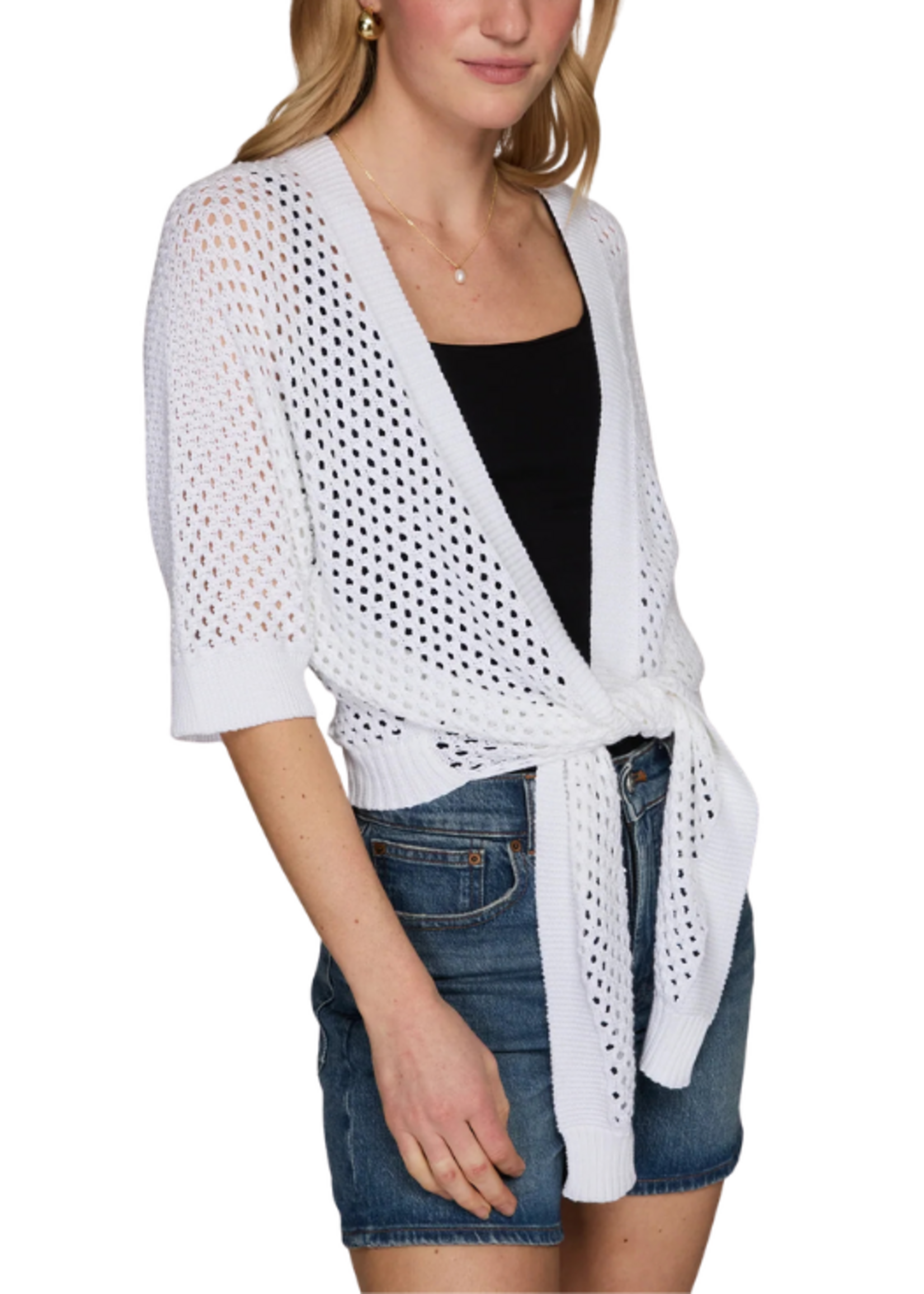 Autumn Cashmere Adult Autumn Cashmere Mesh Tie Front Cardigan