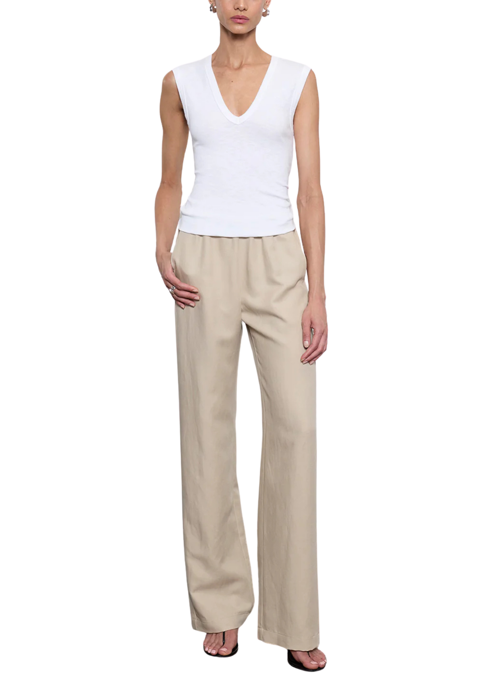 Enza Costa Enza Costa Sleeveless Rib V Tee