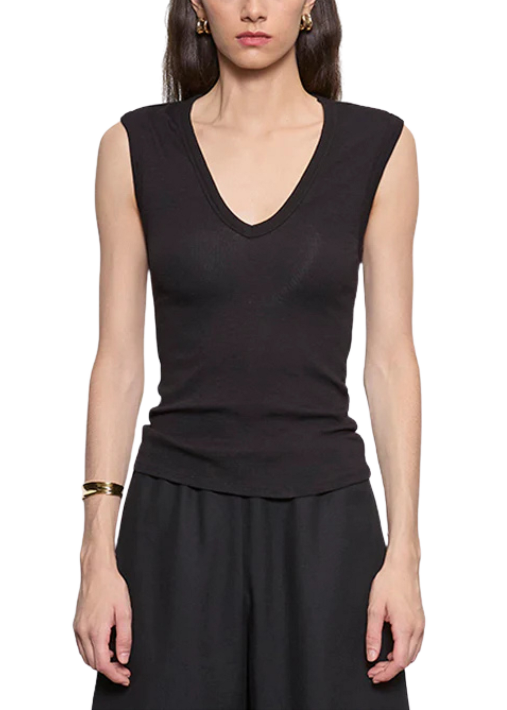Enza Costa Enza Costa Sleeveless Rib V Tee