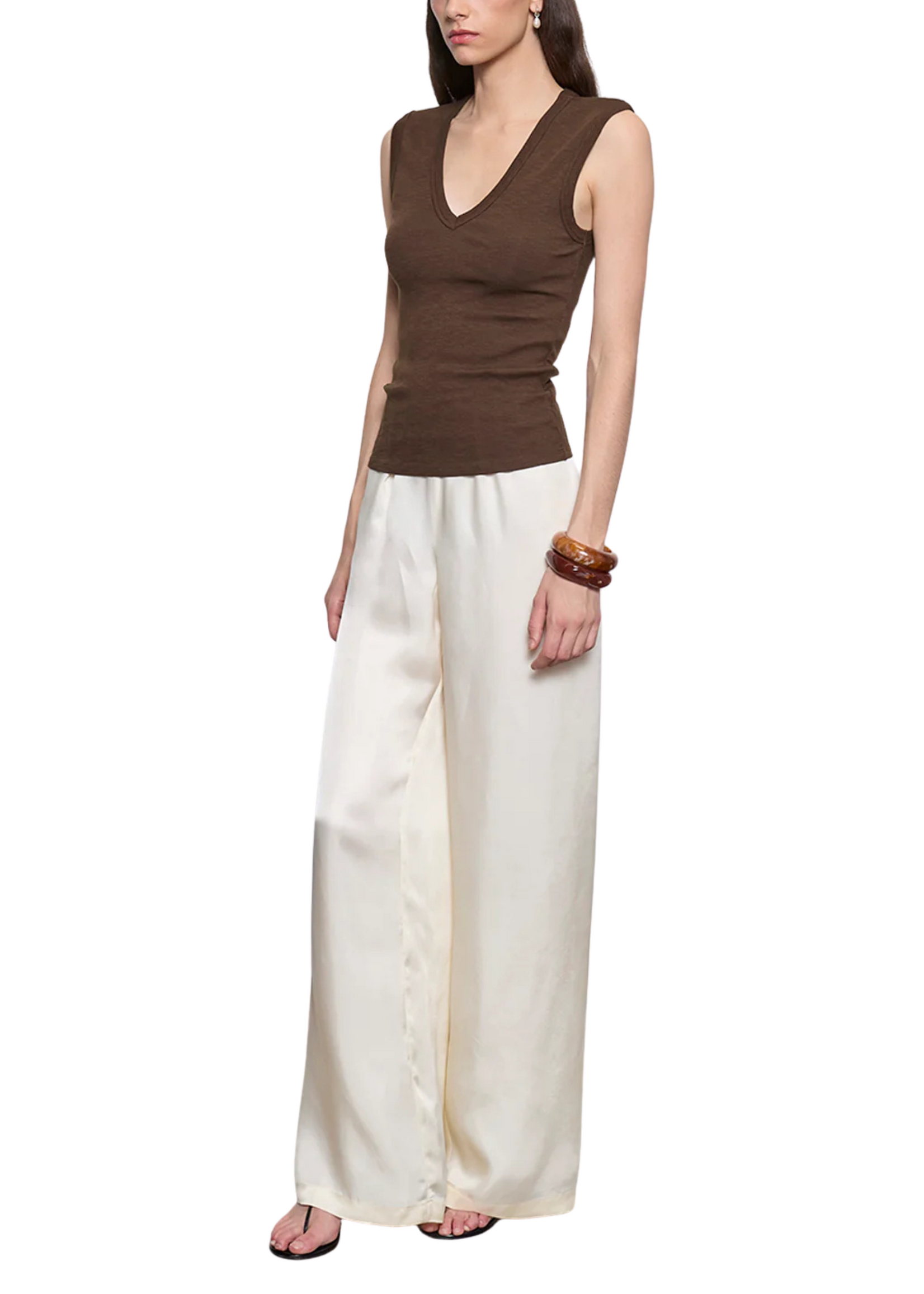 Enza Costa Enza Costa Sleeveless Rib V Tee