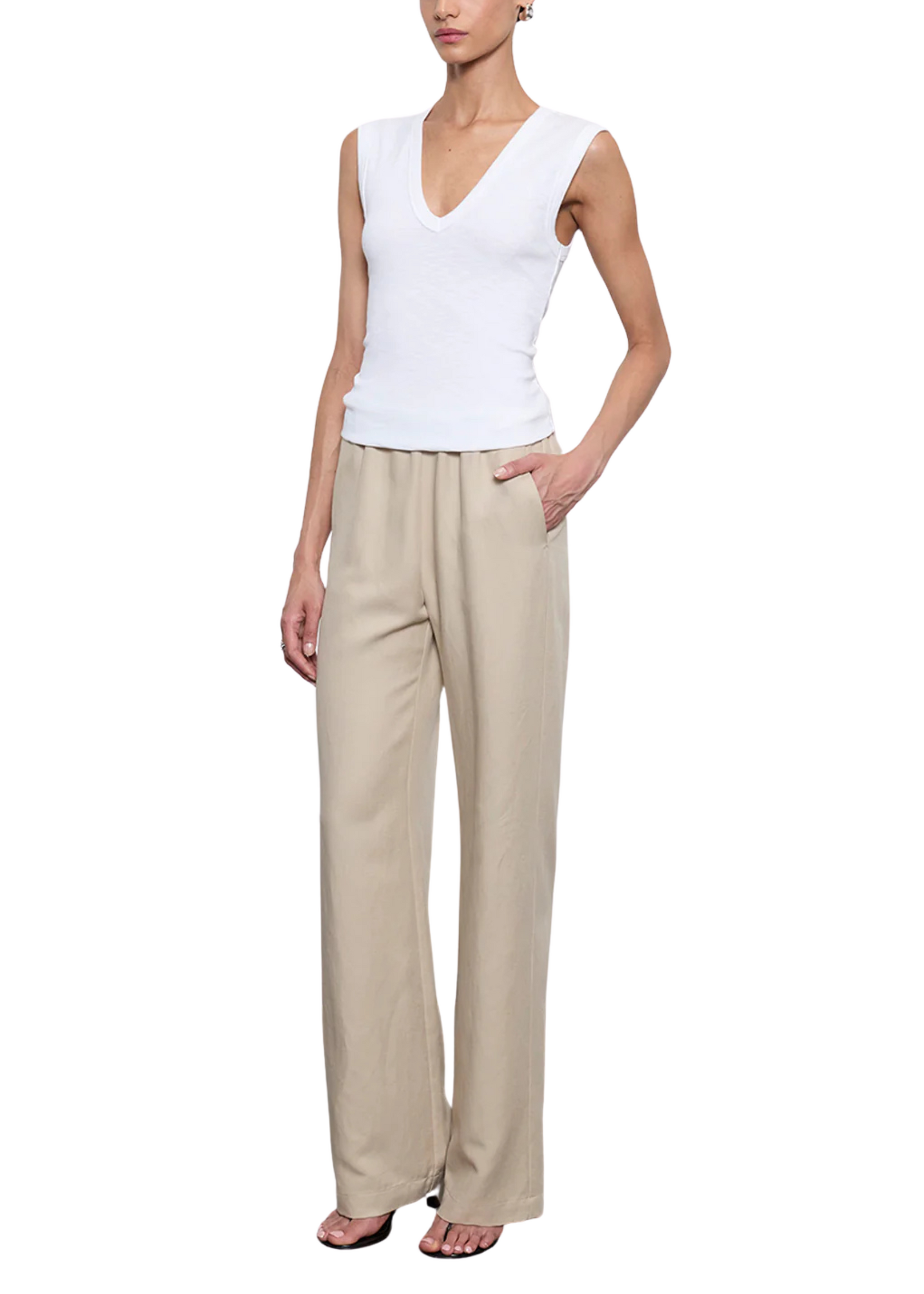 Enza Costa Enza Costa Sleeveless Rib V Tee