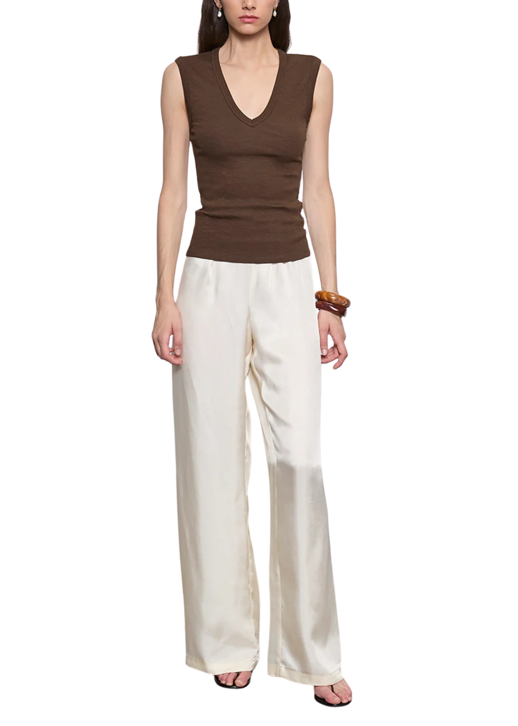 Enza Costa Enza Costa Sleeveless Rib V Tee