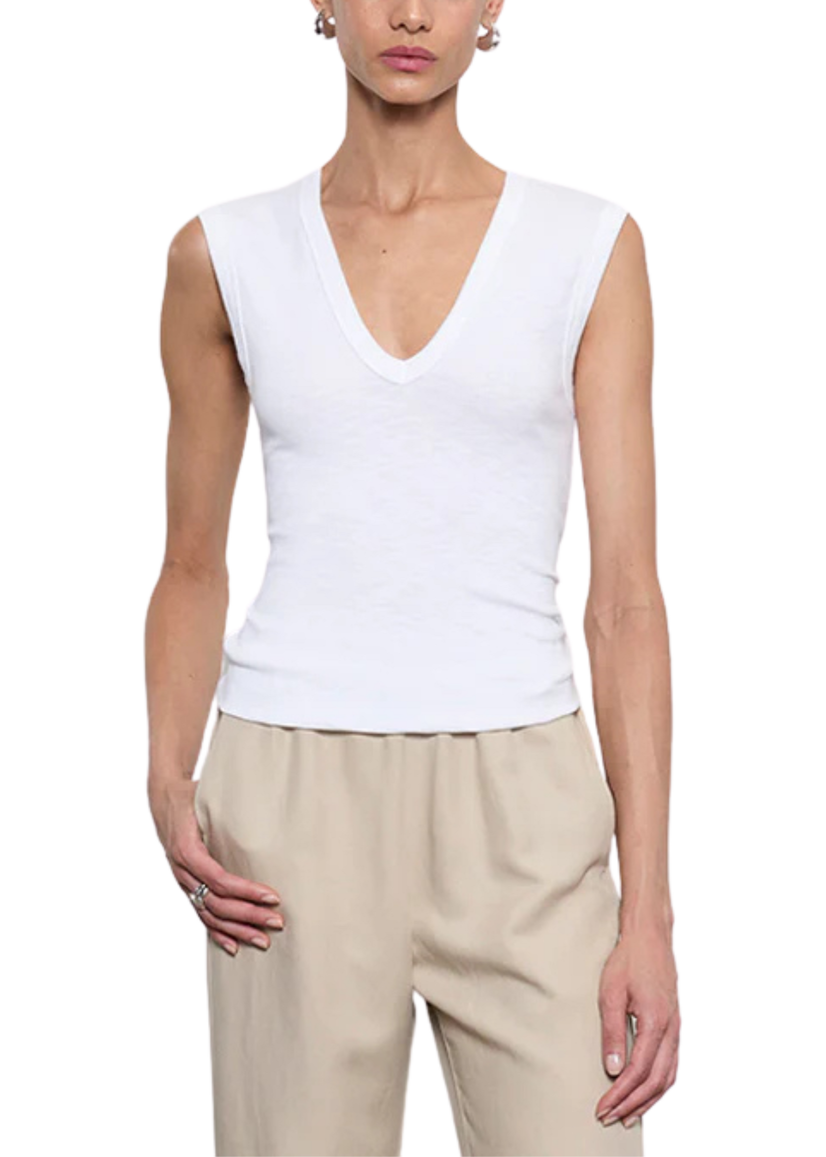 Enza Costa Enza Costa Sleeveless Rib V Tee