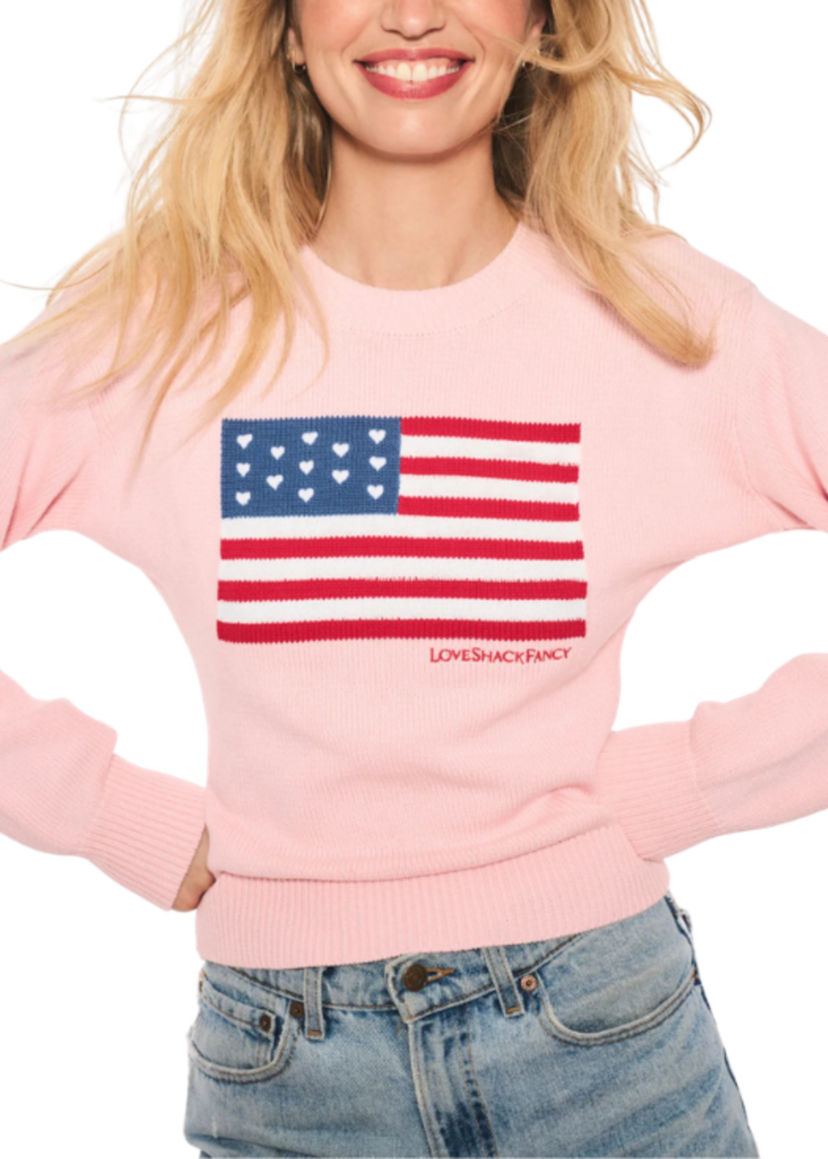 Love Shack Fancy LSF Ty Flag Pullover Sweater