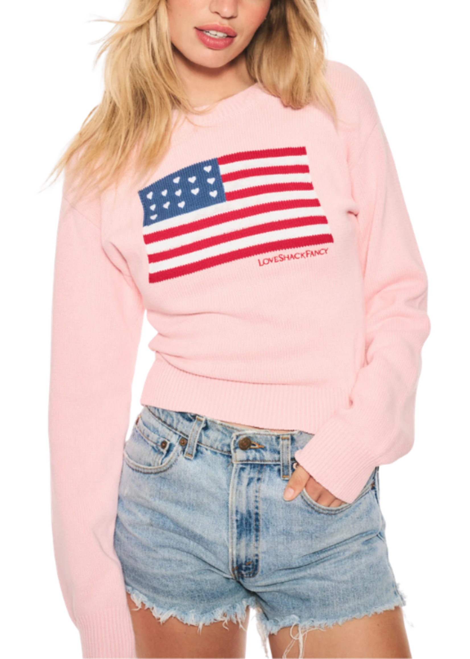 Love Shack Fancy LSF Ty Flag Pullover Sweater