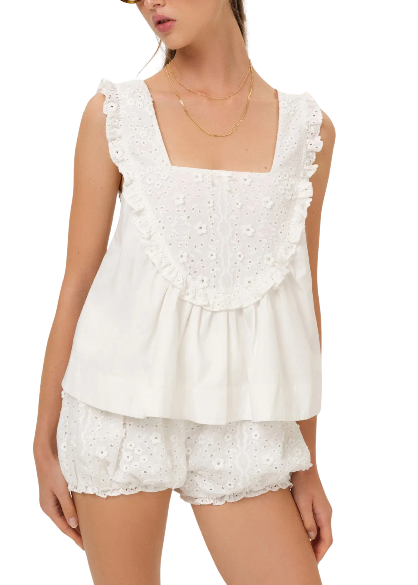 For Love & Lemons FLL Laura Eyelet Top
