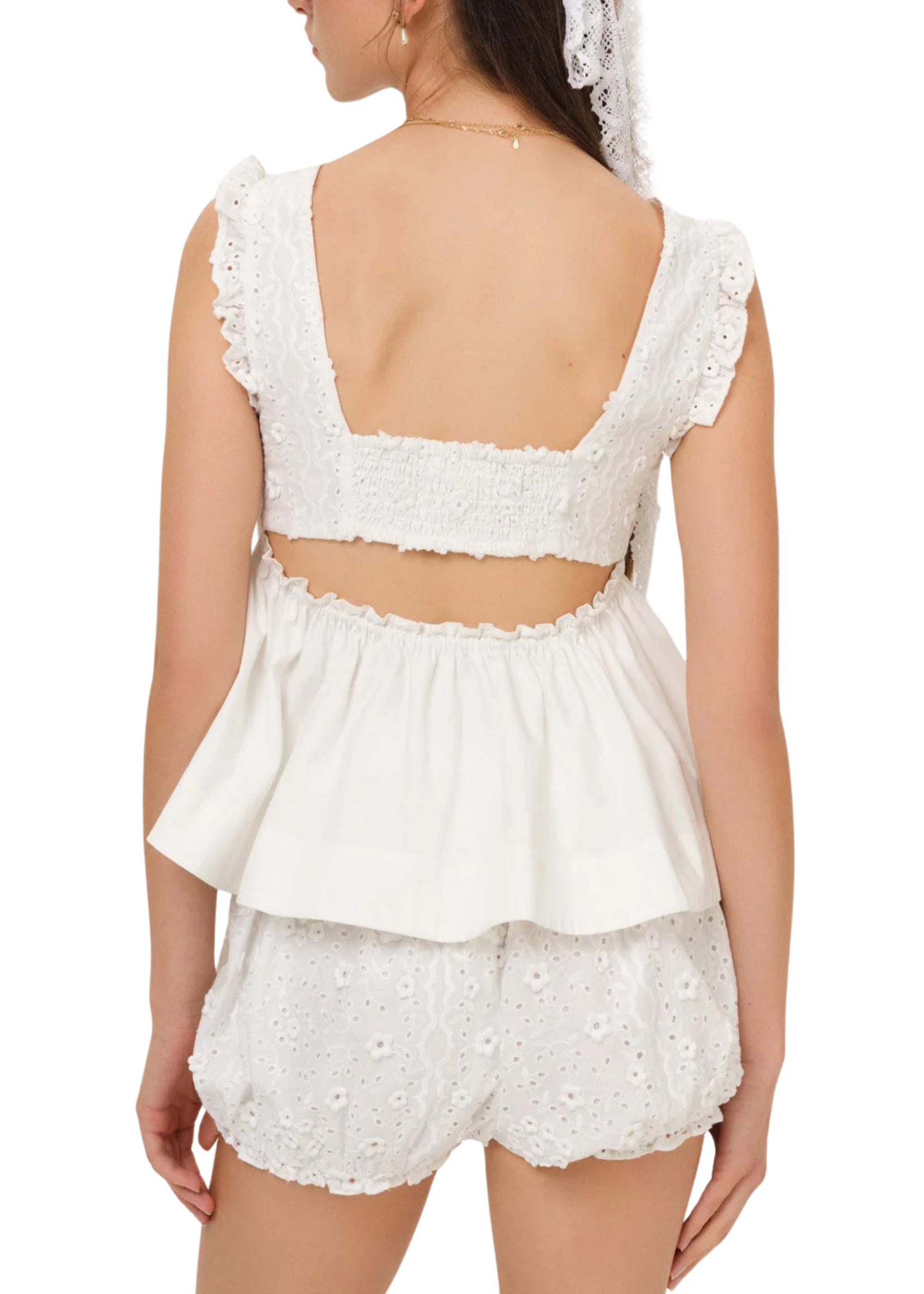 For Love & Lemons FLL Laura Eyelet Top
