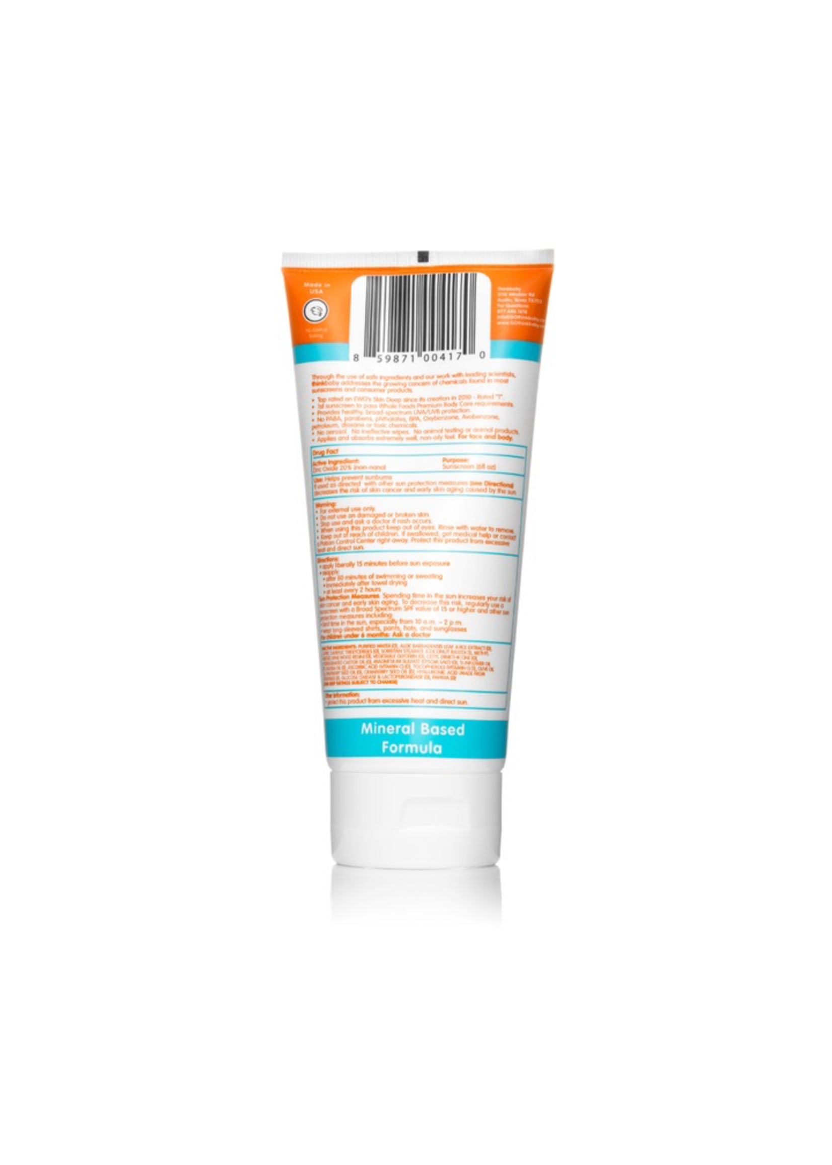 Thinkbaby Think Baby Safe Sunscreen SPF 50+ 6oz
