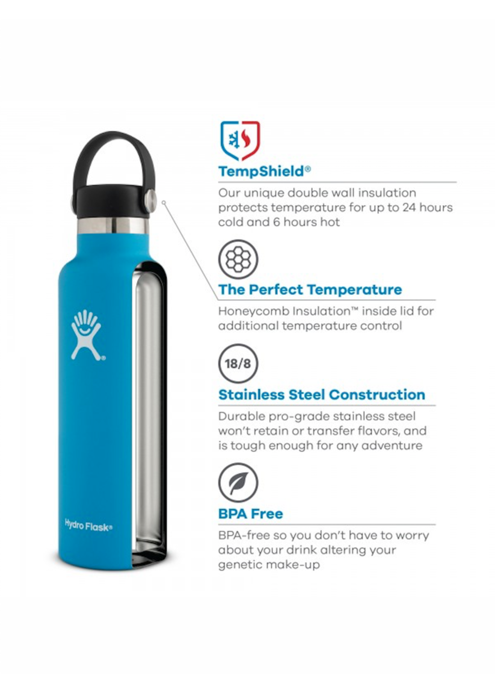 Hydro Flask thermal bottle 21 Oz Standard Stainless Steel Cap buy on PRM