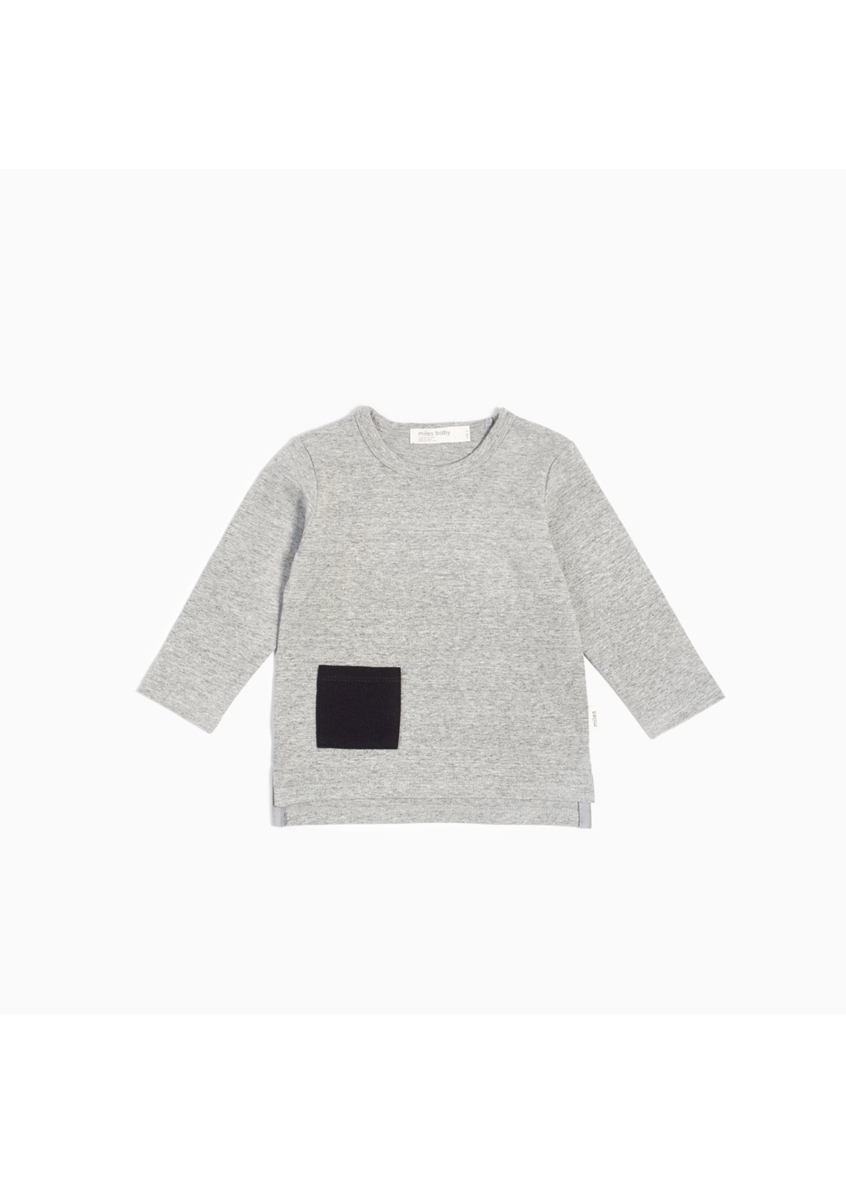 Miles the Label Miles Baby, “Miles Basic” Heather Grey Long Sleeve T-Shirt for Boy