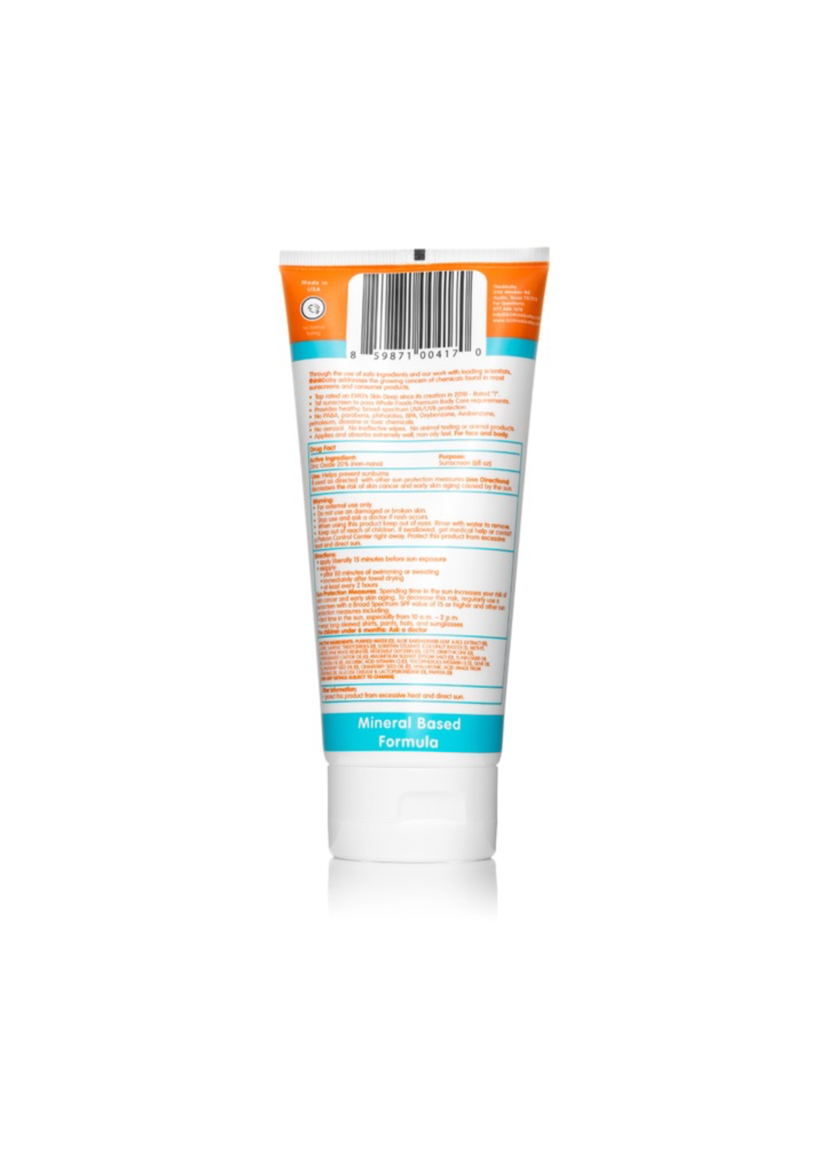 Thinkbaby Thinkbaby Safe Sunscreen SPF 50+ 6oz