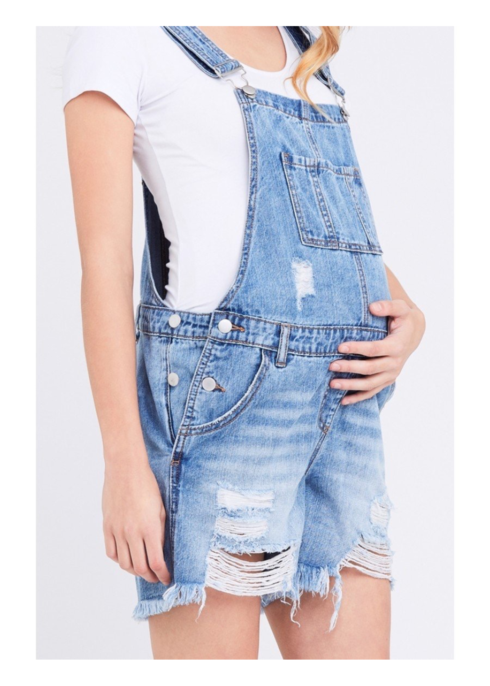 Ripe Maternity Ripe Maternity, Denim Short Overalls ll Pale Blue -  Steveston Village Maternity