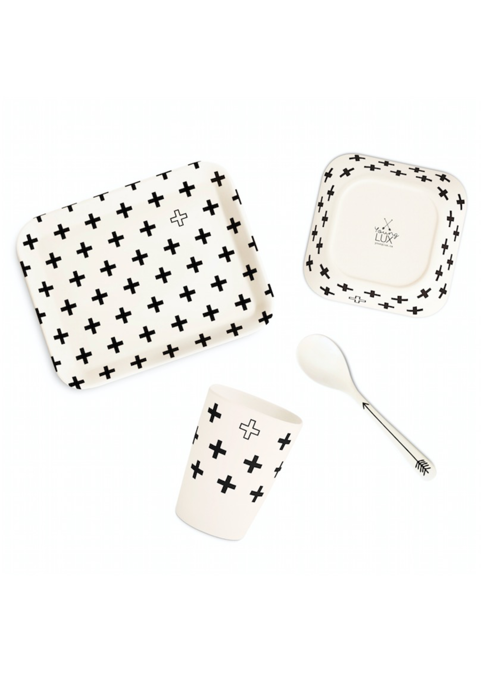 Young Lux Young Lux, Bamboo Tableware Gift Set with Plate, Bowl, Cup & Spoon.
