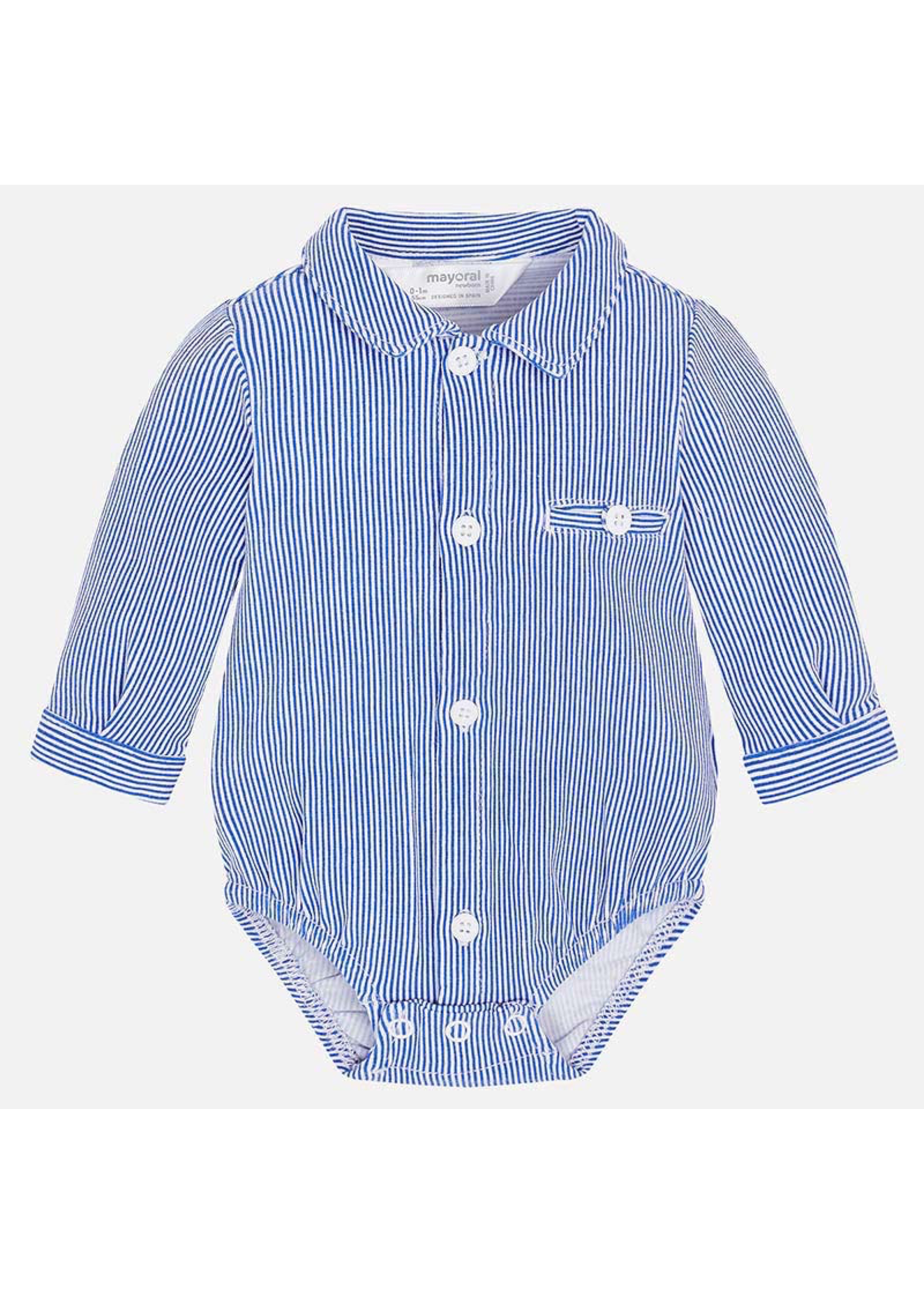 Mayoral Mayoral, Long Sleeved Striped Bodysuit with Shirt Collar for Baby Boy