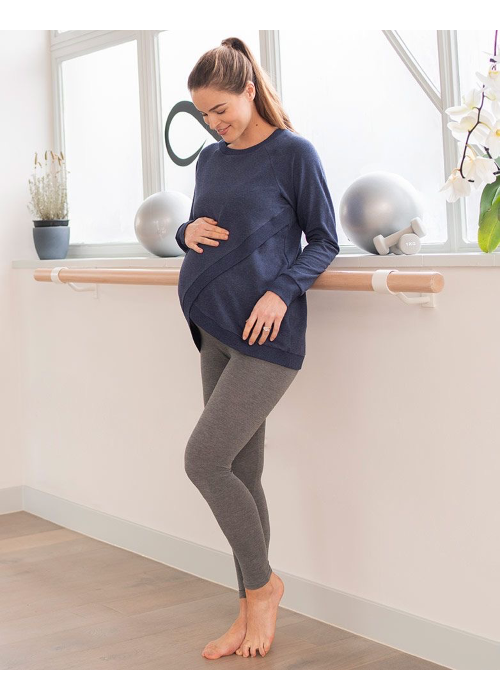 Seraphine Seraphine, Tammy Over Bump Grey Bamboo Maternity Leggings