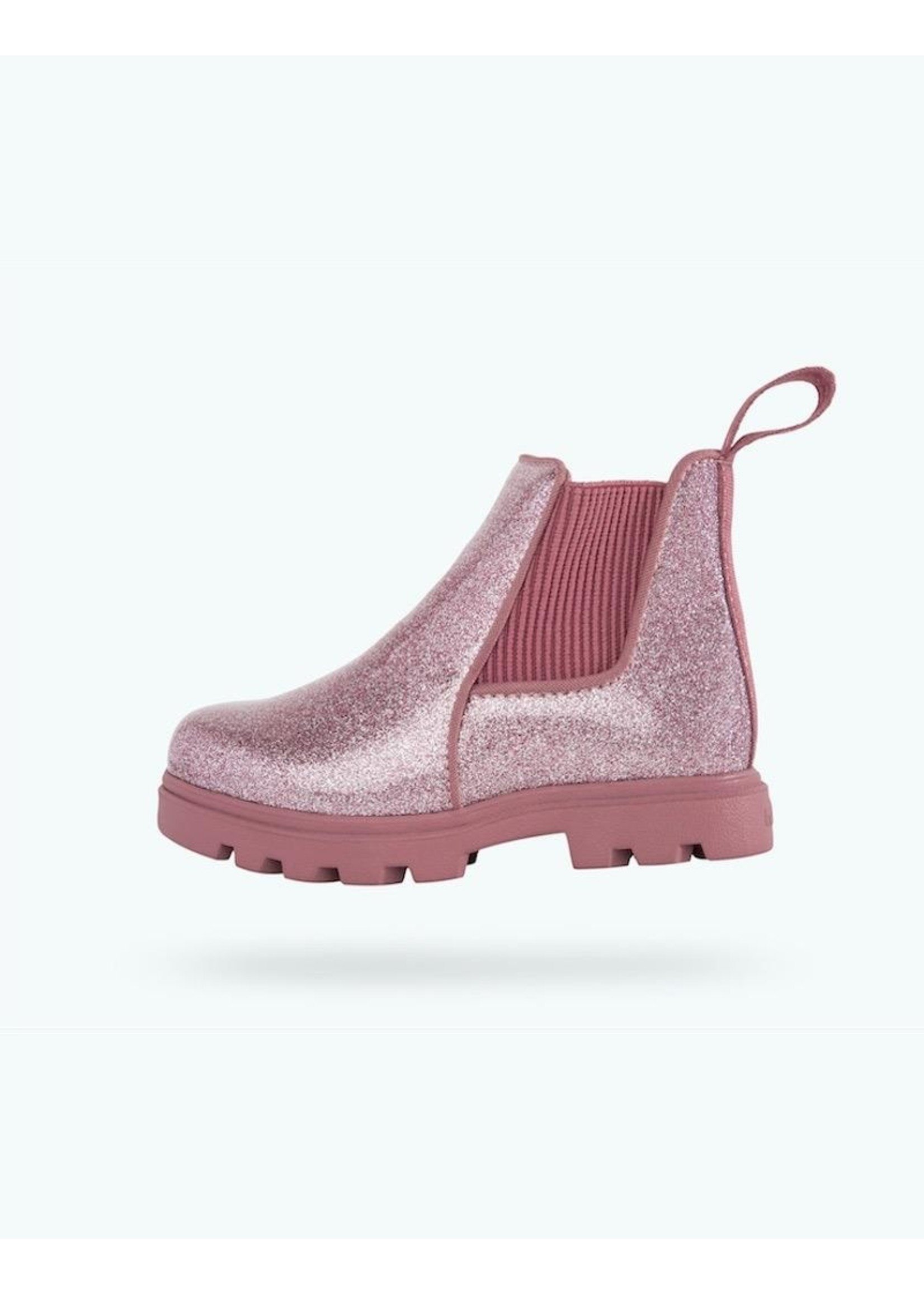 Native Shoes Native, Kensington Treklite Glitter Child in Pink Glitter/ Temple Pink