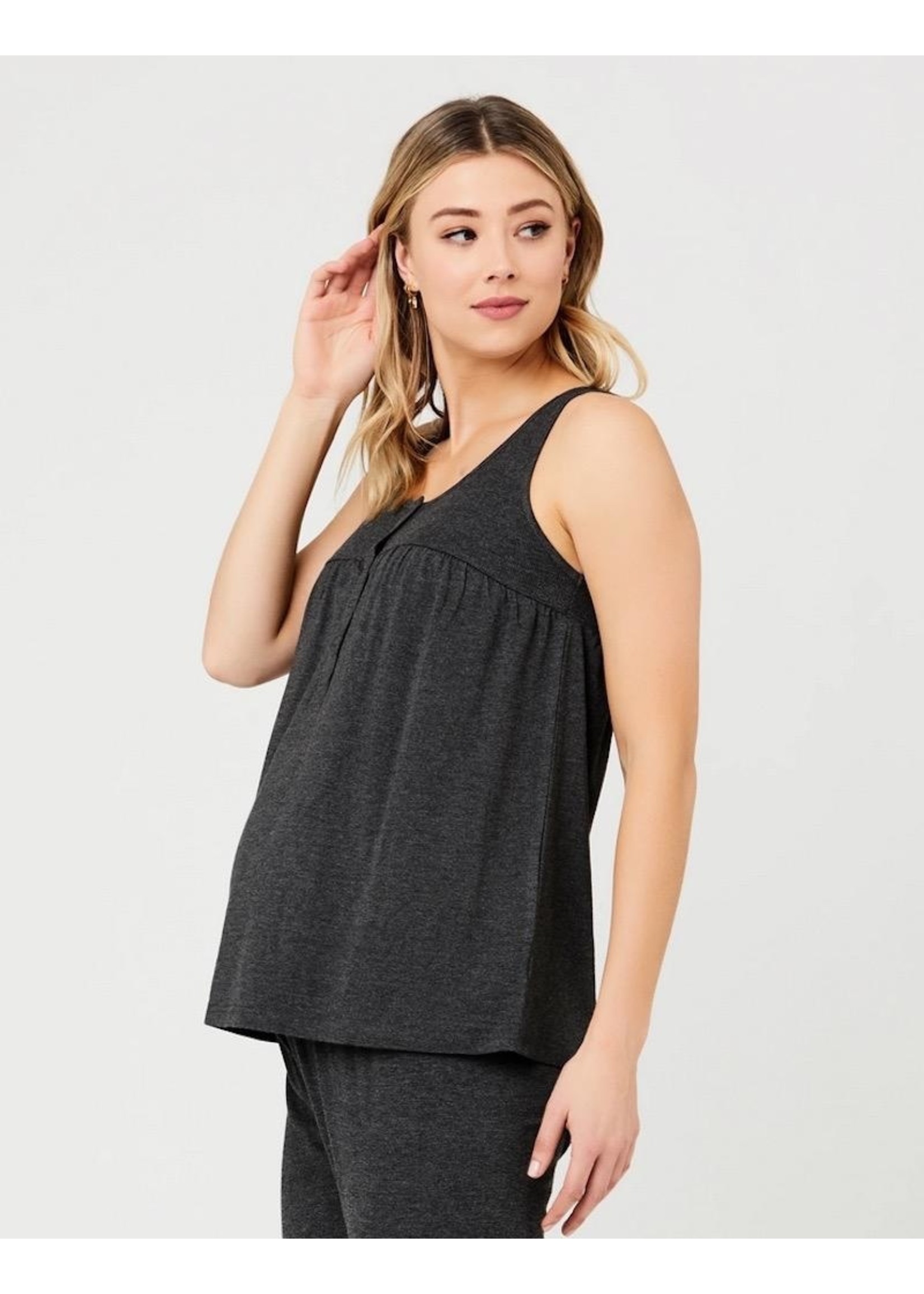 Ripe Maternity Ripe Maternity, Jersey Rib Tank in Charcoal Marle