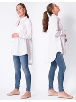 Seraphine Seraphine, Henrika, High-Low Hem Cotton Maternity Shirt || White