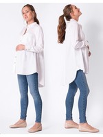 Seraphine Seraphine, Henrika, High-Low Hem White Cotton Maternity Shirt