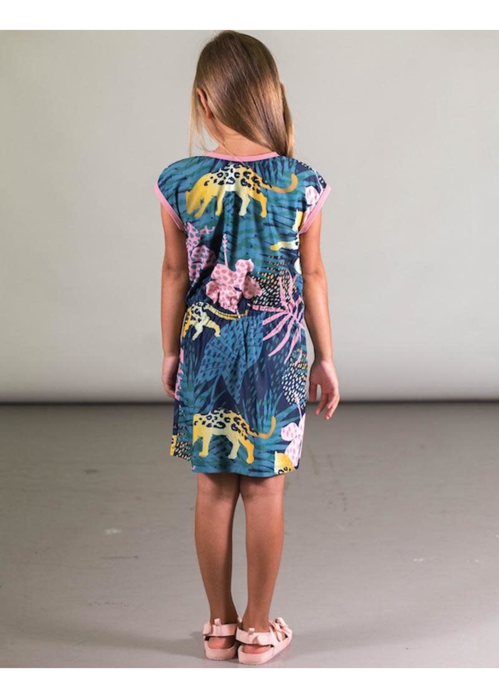 Deux Par Deux Deux Par Deux, Short Sleeve Beach Dress with Cheetah Print