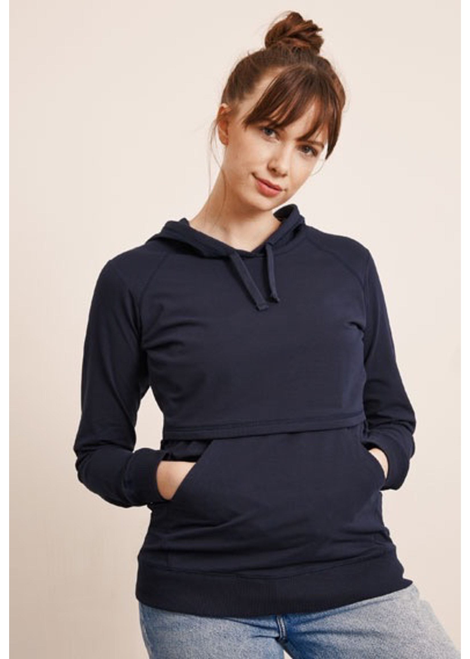 Boob Design Boob, B-Warmer Nursing Hoodie in Midnighth Blue