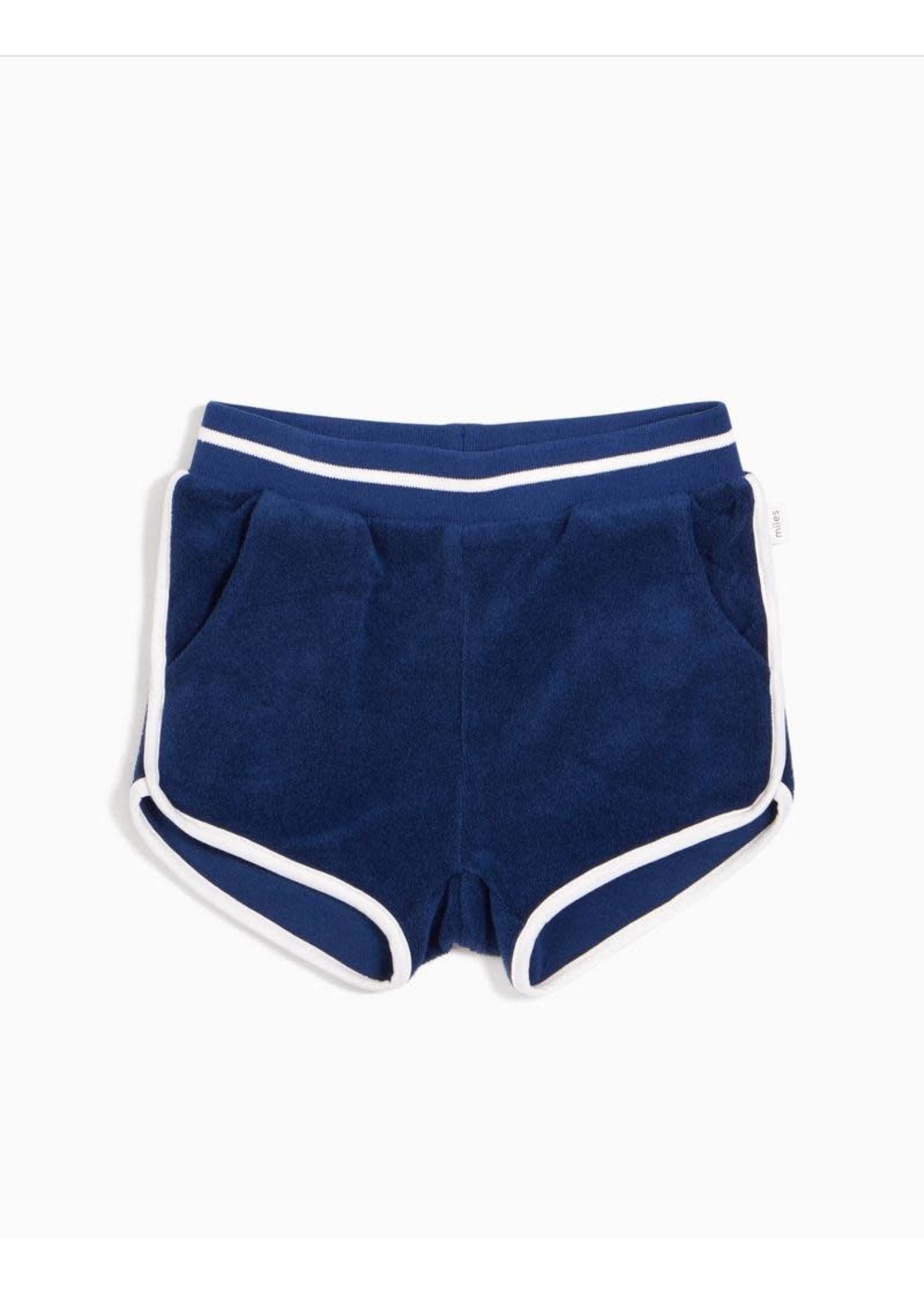 Miles the Label Miles Baby, Girls Blue Terry Cloth Shortie Shorts