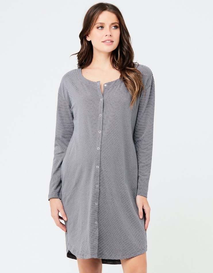 Blake Long Sleeve Button Up Nightie in 