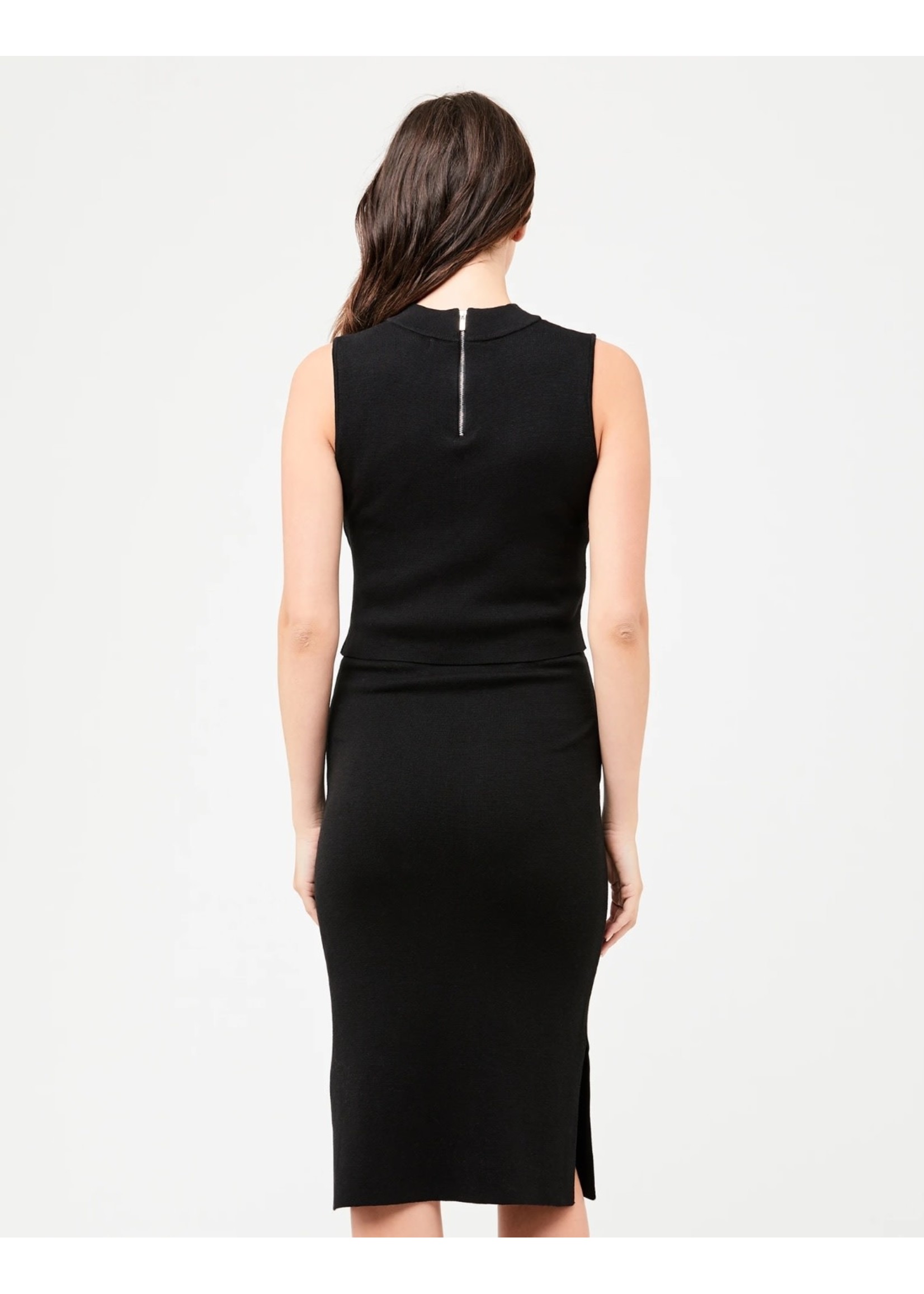 Layered Knit Nursing Dress in Black by Ripe Maternity for Hire