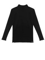 Deux Par Deux Deux Par Deux Super Black Ribbed Mock Neck Top