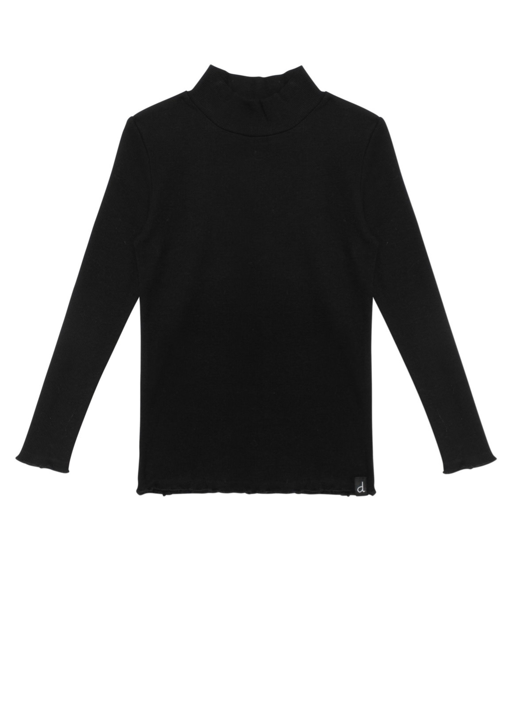 Deux Par Deux Deux Par Deux Super Black Ribbed Mock Neck Top