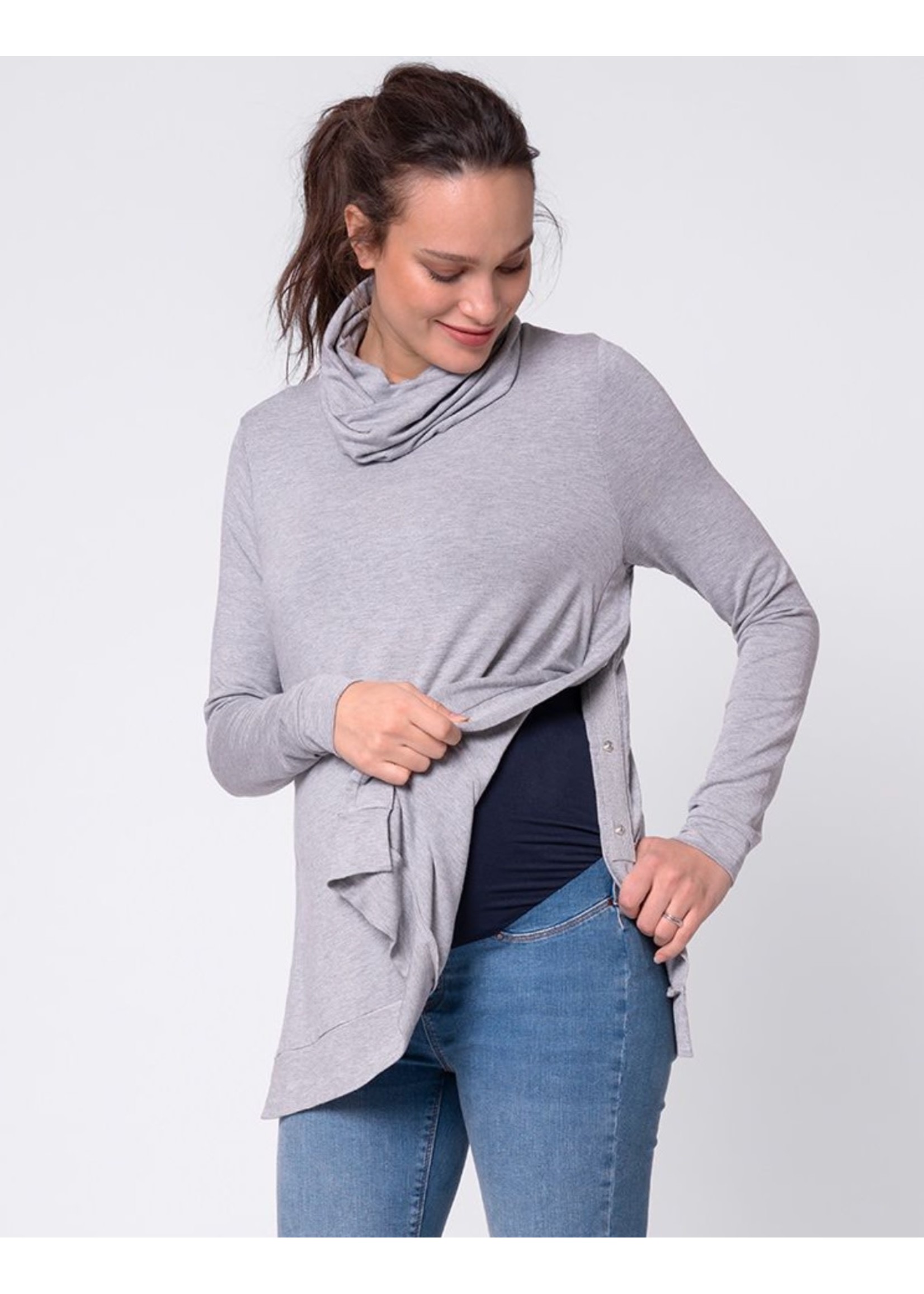 Seraphine Seraphine, Dara Grey Roll Neck Maternity & Nursing Top