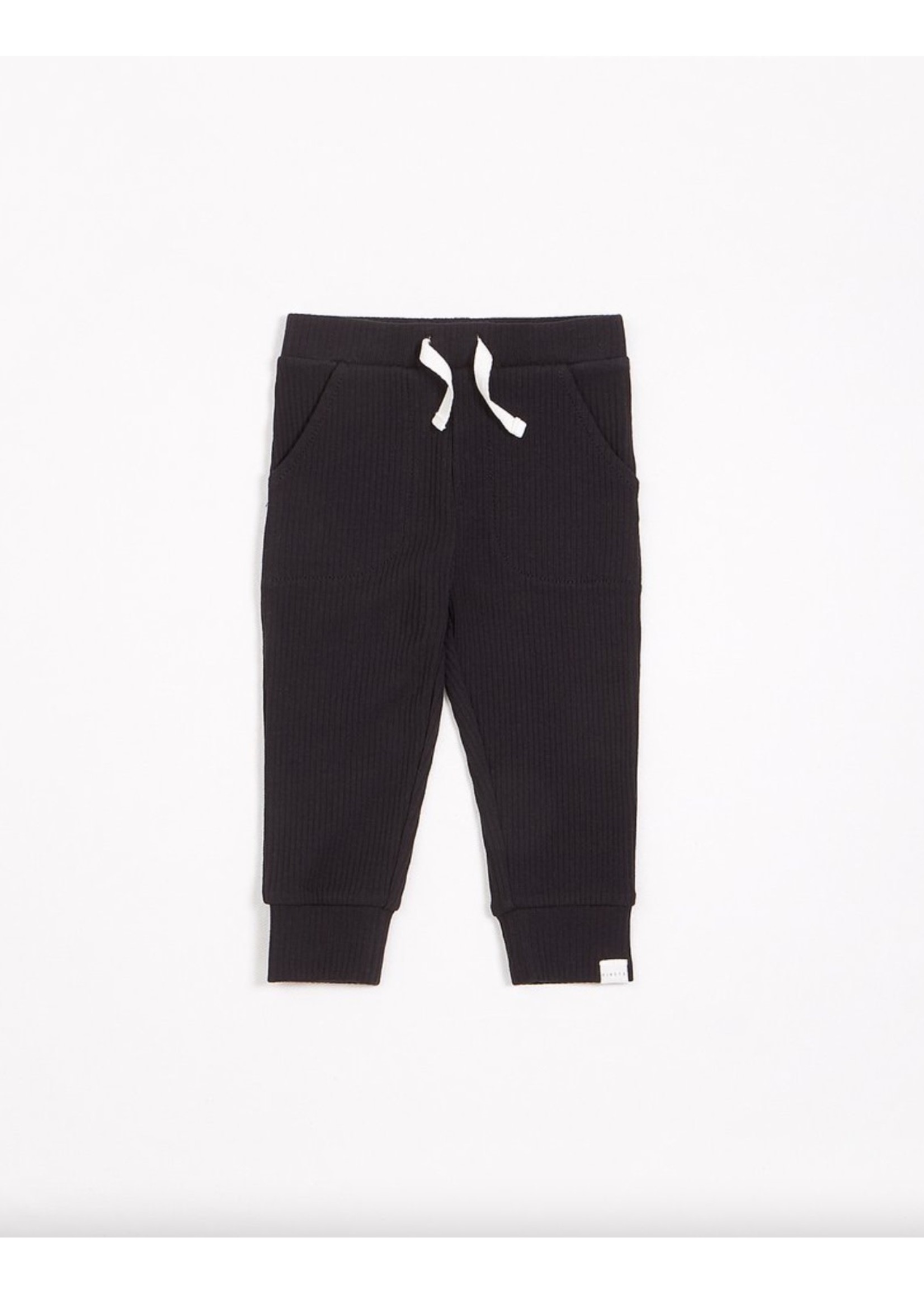 Petit Lem Petit Lem, Caviar Black Modal Rib Pants (NB-24M)