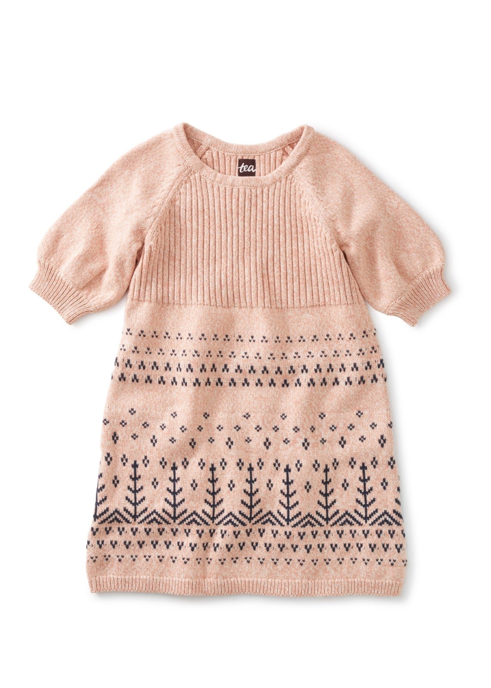 Tea Collection Tea Collection, Dusty Coral Bubble Sleeve Sweater Dress