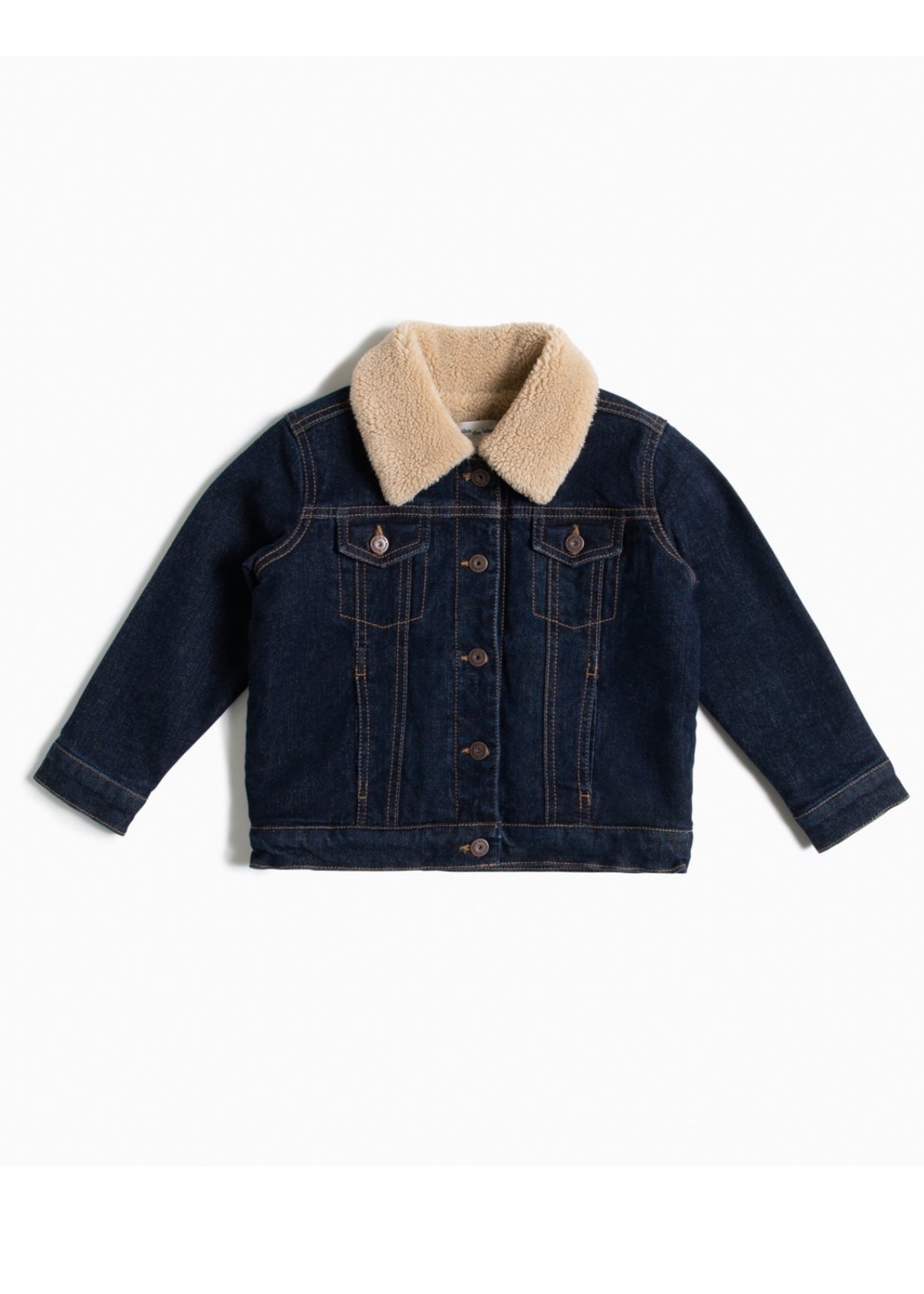 Miles the Label Miles The Label, Dark Blue Recycled Sherpa Lined Eco-Denim Jacket
