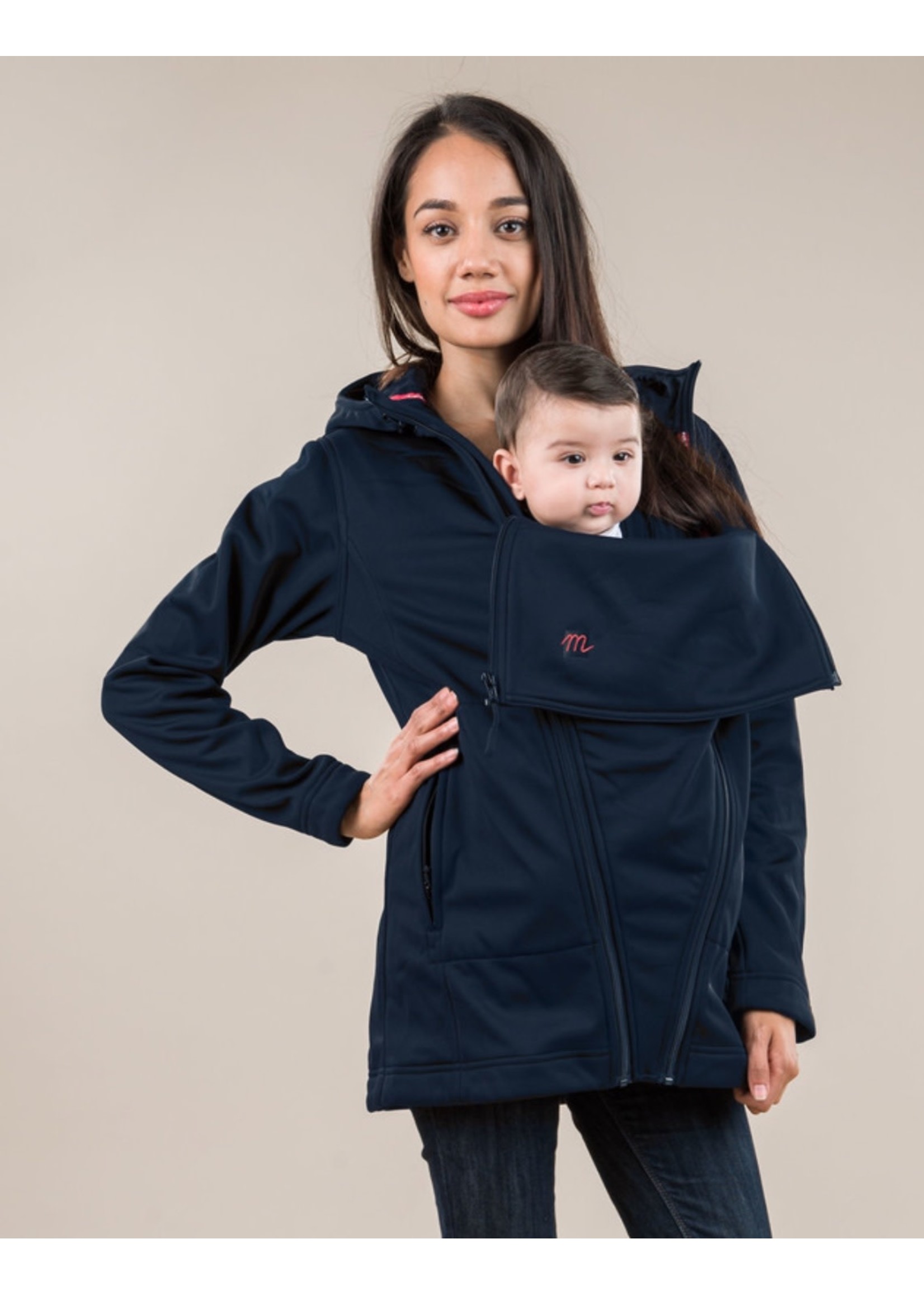 M Coat Coat, M Shell Maternity & Carrier Cover Soft Shell Coat in Navy