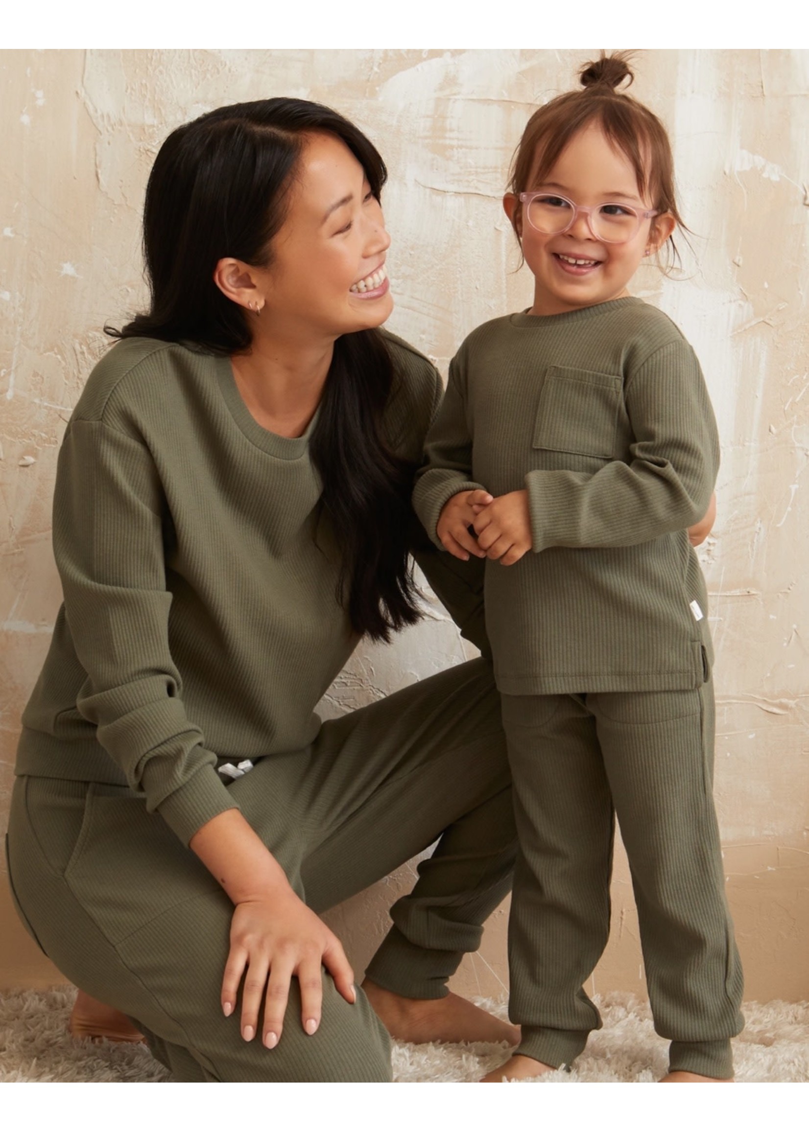 Petit Lem Petit Lem, Women's Olive Modal Rib PJ Set