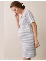 Boob Design Boob, White / Grey Melange Stripe Nursing Nightgown