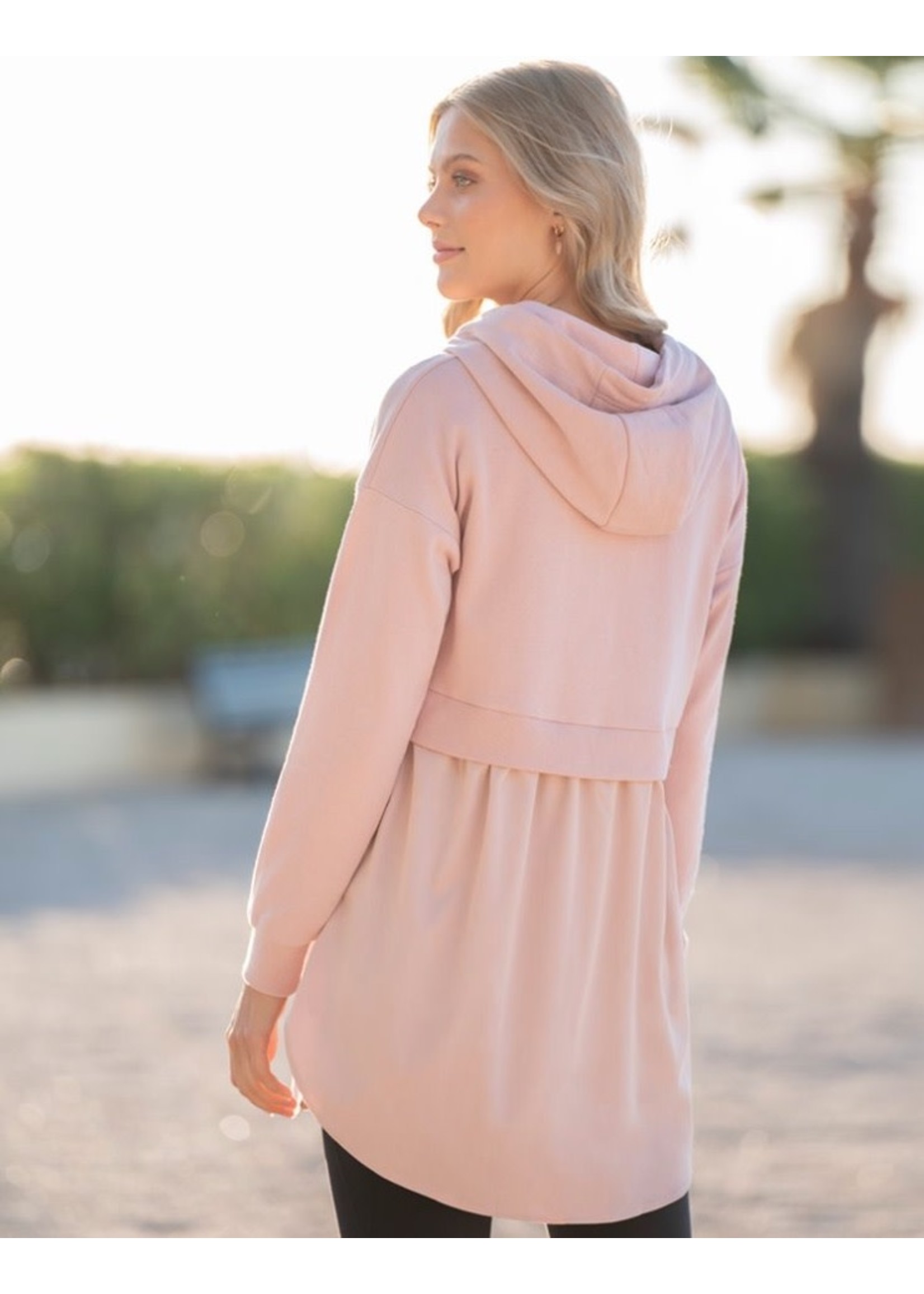 Seraphine Seraphine, Pink Hoodie Maternity to Nursing Top with Built in Undershirt