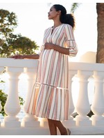 Seraphine Seraphine, Lace Trim Vintage Stripe Midi Maternity to Nursing Dress