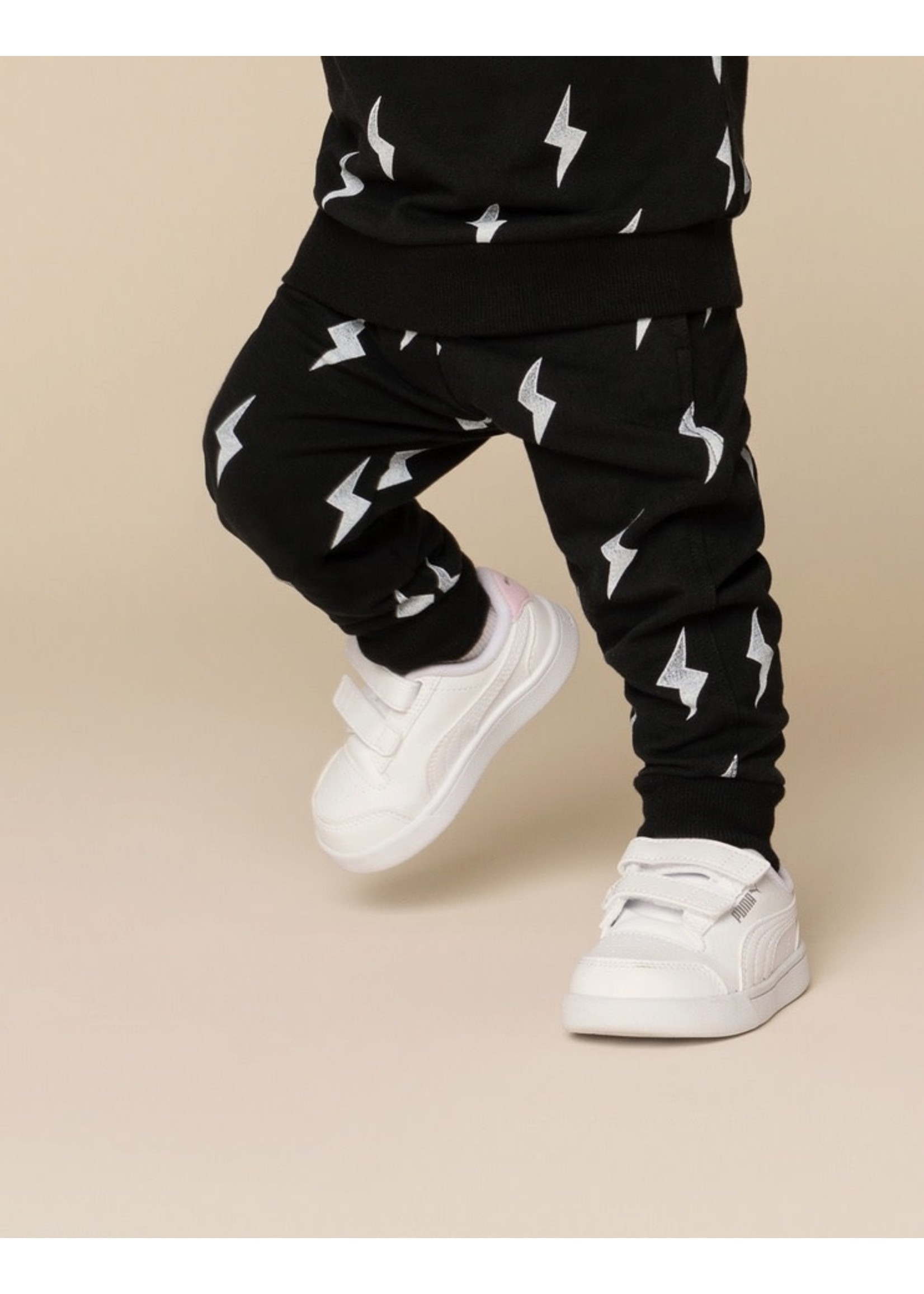 Miles the Label Miles the Label,  Lightning Bolts Print Baby Jogger in Black