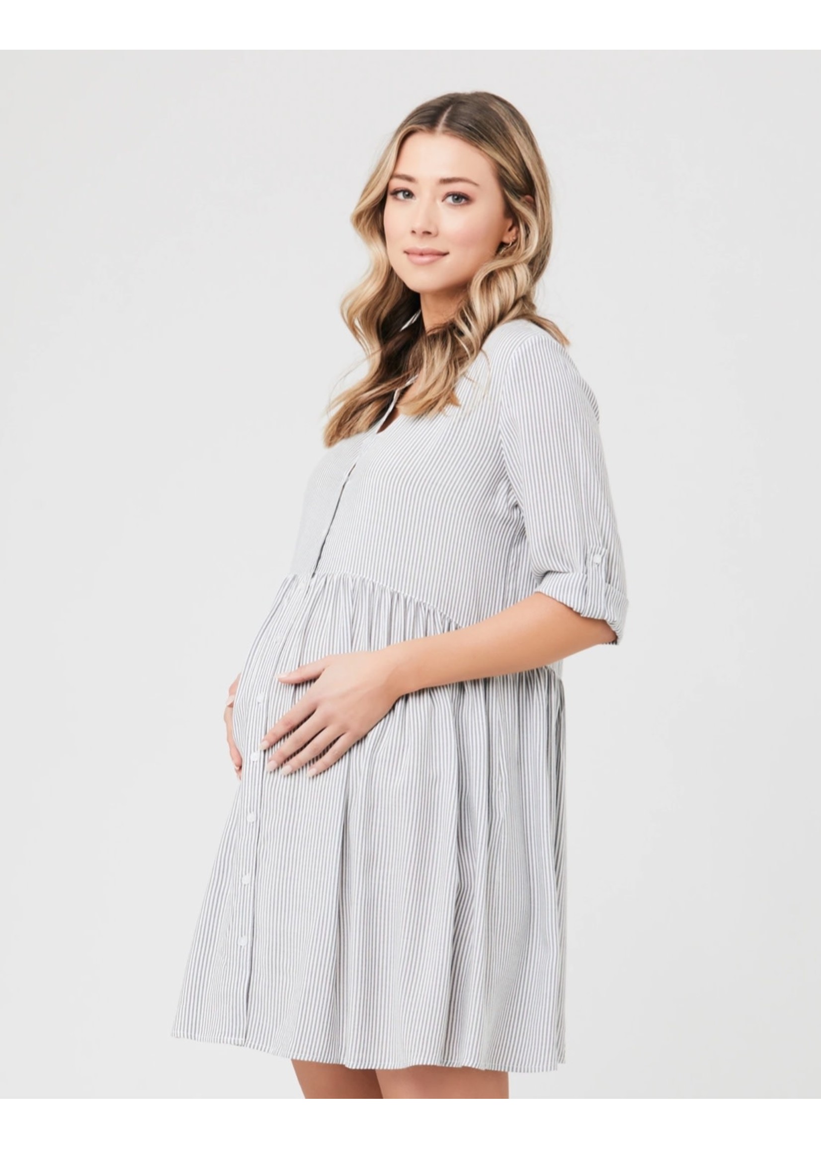 Ripe Maternity Ripe Maternity, Sam Stripe Dress || Slate / White