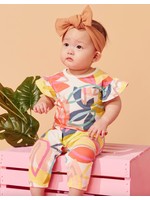 Tea Collection Tea Collection, Painted Lotus Ruffle Sleeve Baby Romper