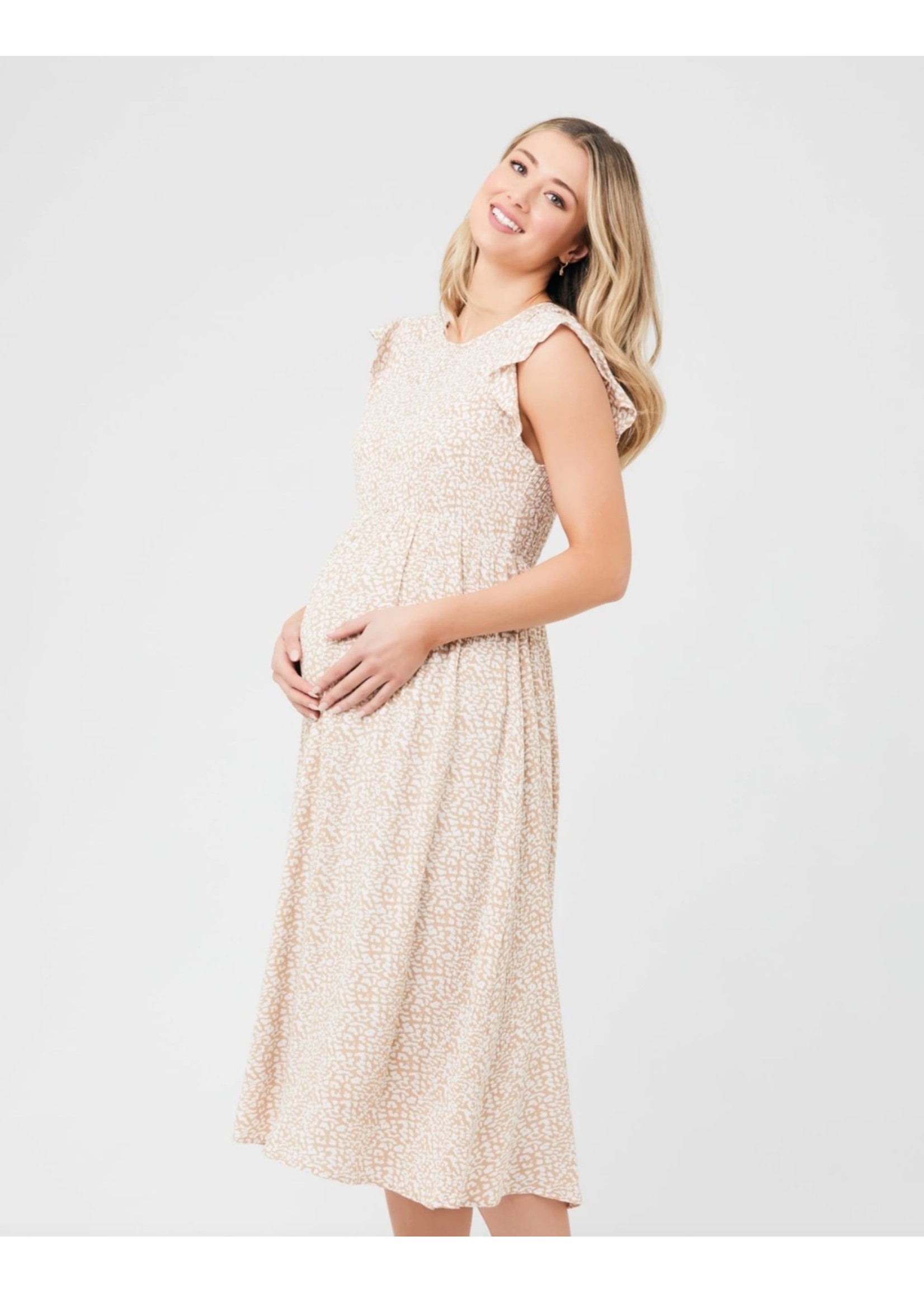 Ripe Maternity Ripe Maternity, Erika Shirred Dress in Natural /White