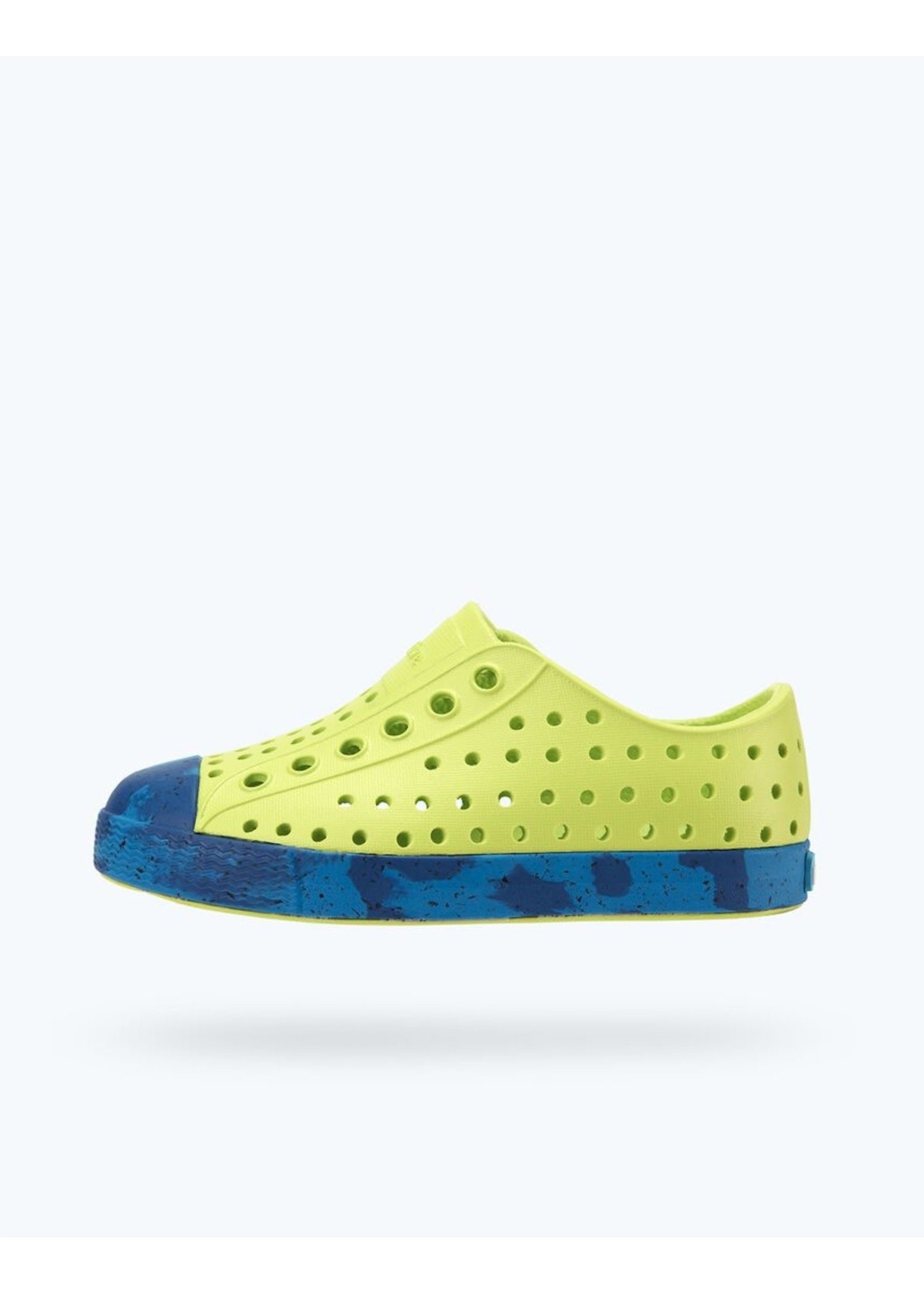 Native Shoes Native Shoes Jefferson Marbled Child in Chartreuse Green/ Barracuda Victoria Marble