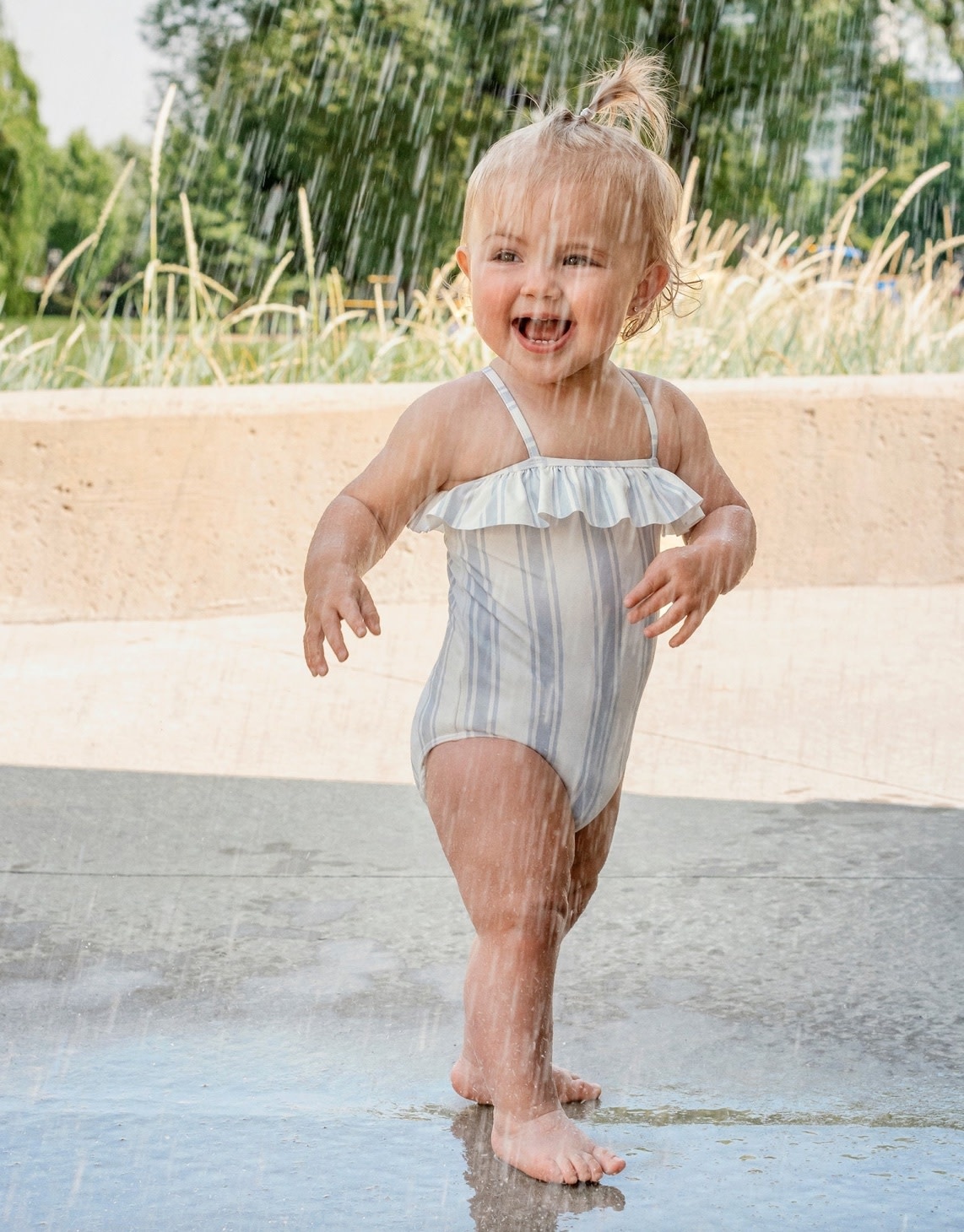 Baltic Stripes Ruffle-trimmed Swimsuit Baltic Stripes Ruffle-trimmed Swimsuit