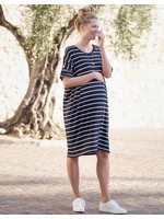 Seraphine Seraphine, Helenne, Navy & White Stripe Oversize Maternity to Nursing T-Shirt Dress