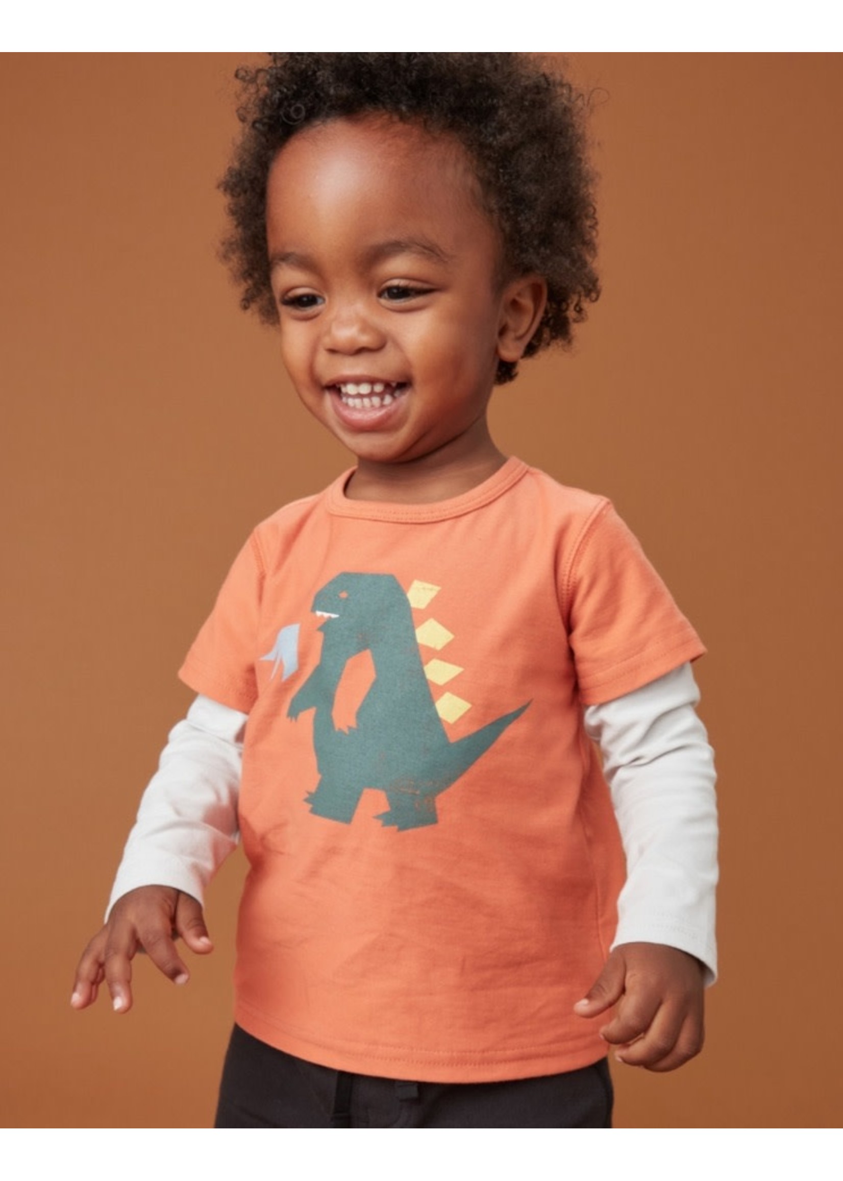 Tea Collection Tea Collection, Dino Destroyer Baby Graphic Tee in Copper