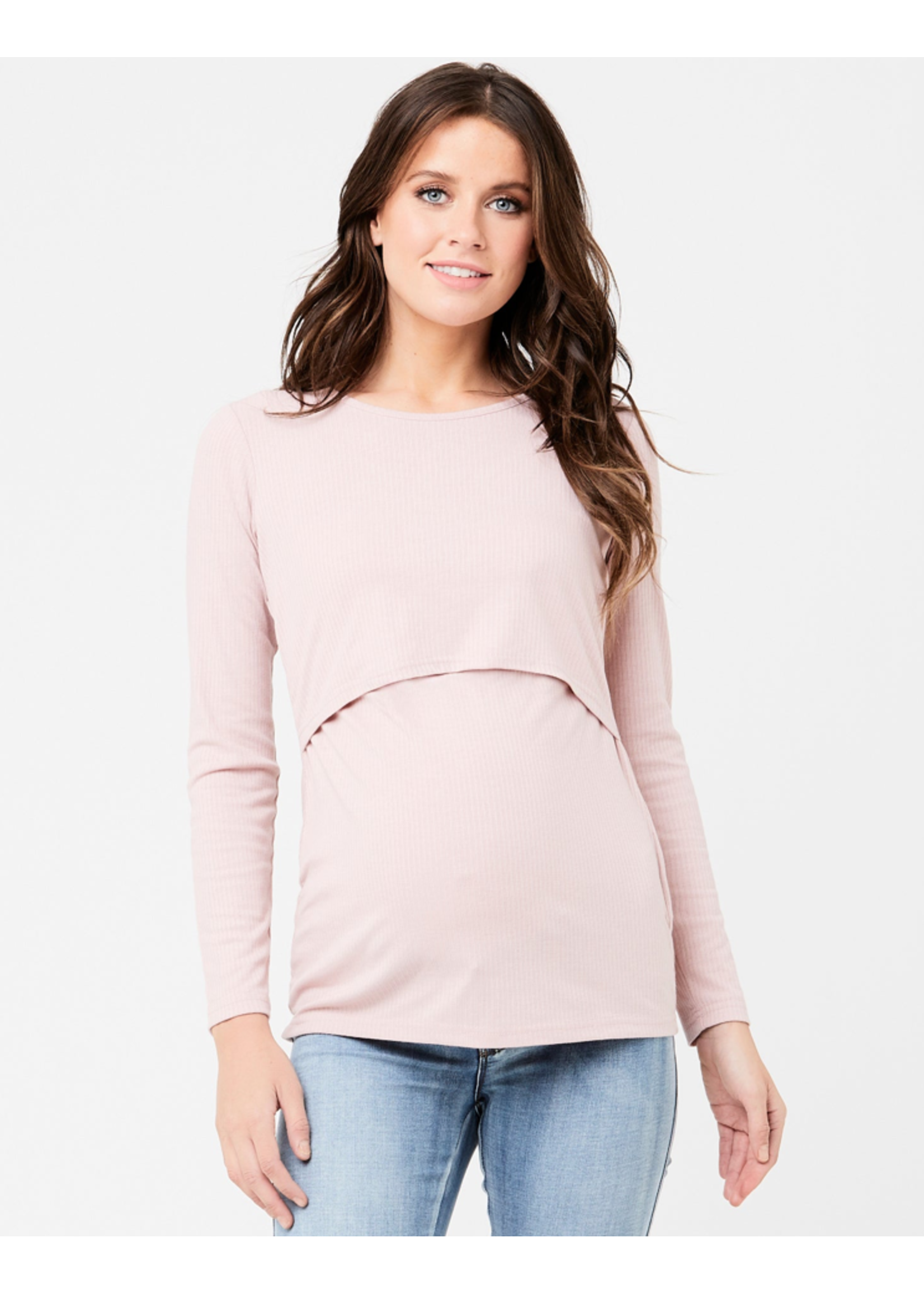 Ripe Maternity Ripe Maternity, Tessa Rib Maternity and Nursing Top in Dusty  Pink