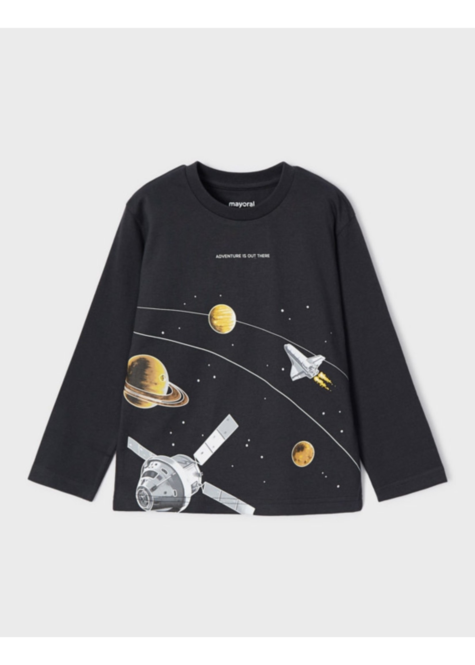 Mayoral Mayoral, ECOFRIENDS Space Print Glow in the Dark Long Sleeve T-Shirt in Carbon