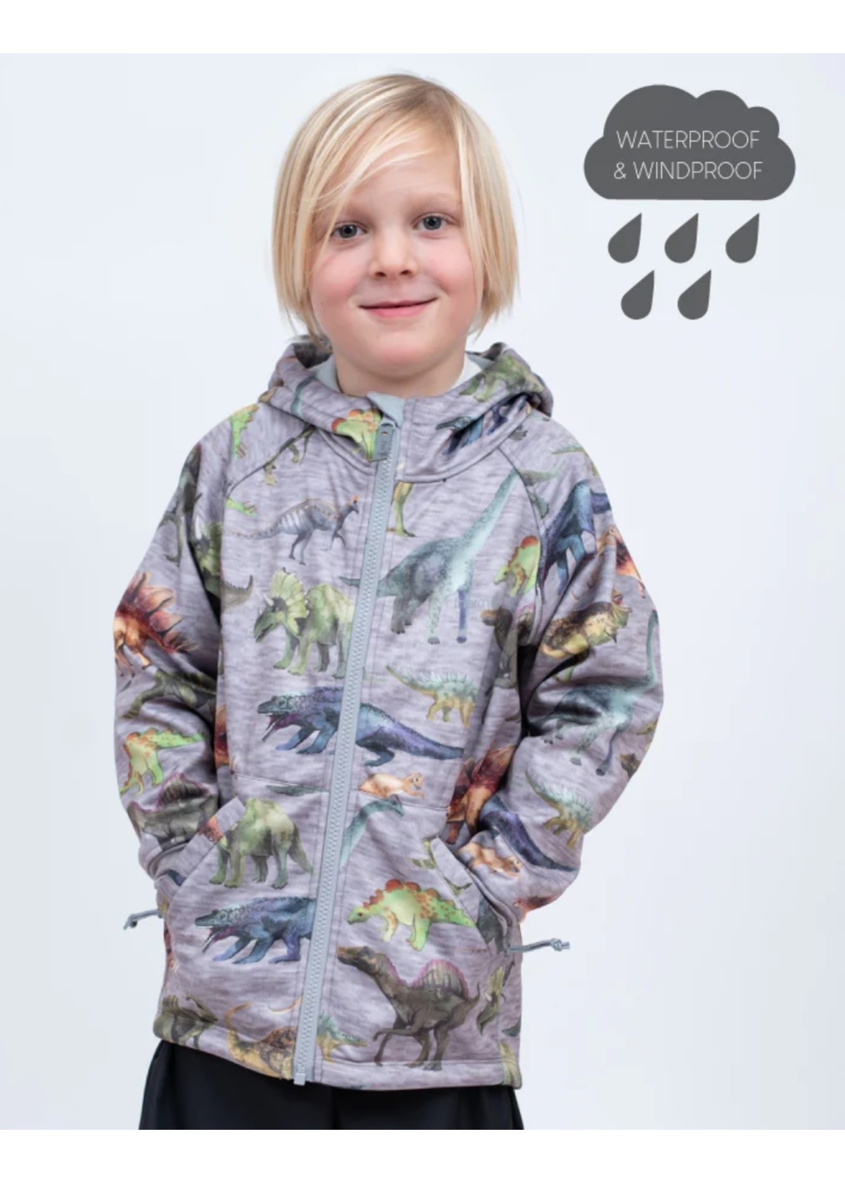 Therm Therm Kids, All-Weather Hoodie - Dinosaur | Waterproof Windproof Eco